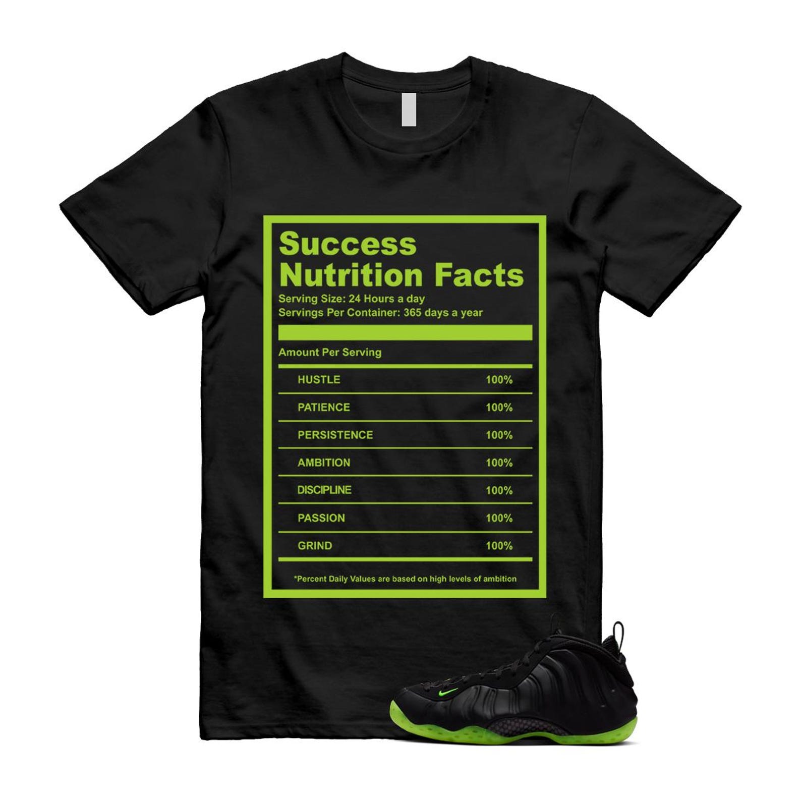Foamposite Volt Black Air One T Shirt Match SUCC HF2902-001 T-Shirt, Sneaker Match Tee