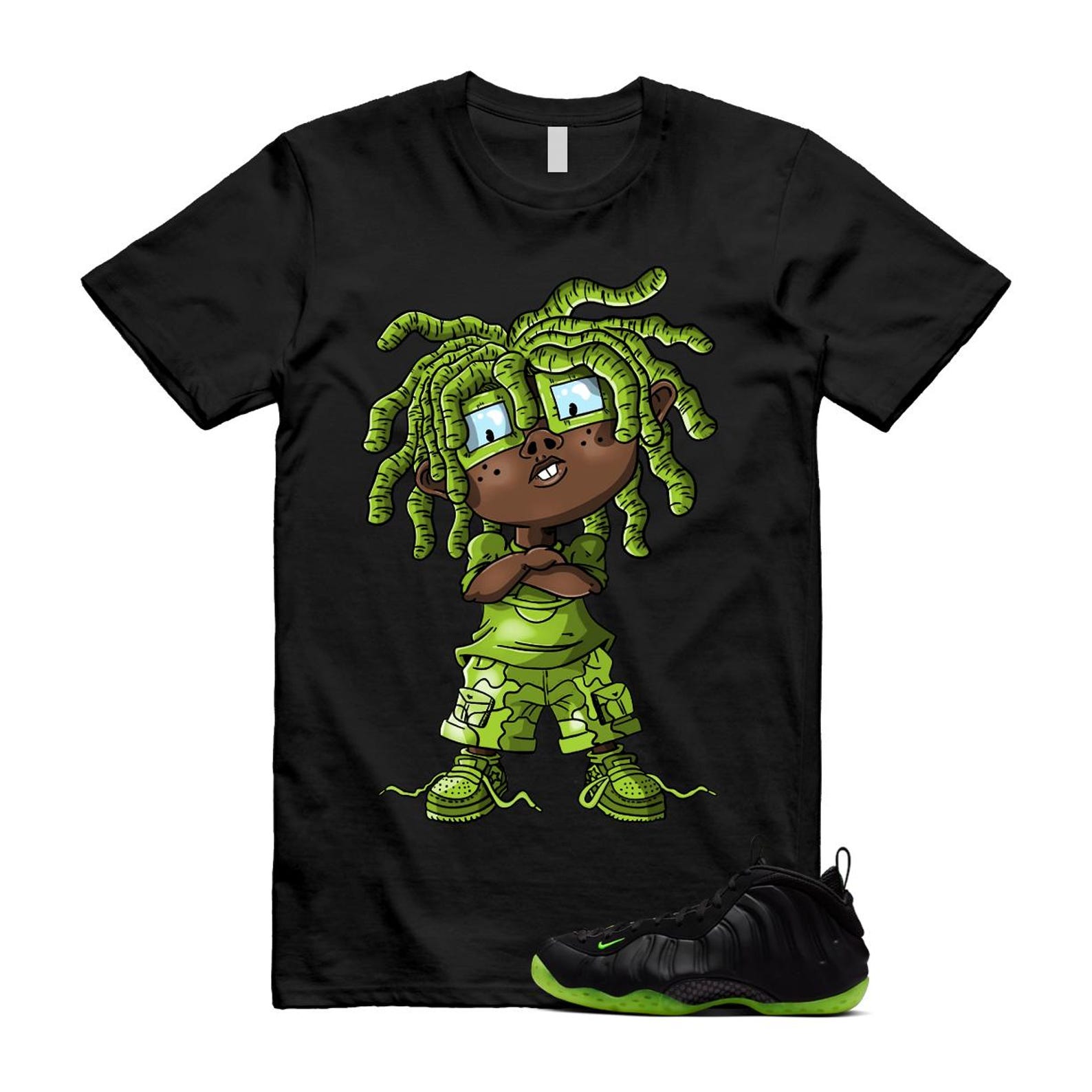 Foamposite Volt Black Air One T Shirt Match CHONGO HF2902-001 T-Shirt, Sneaker Match Tee