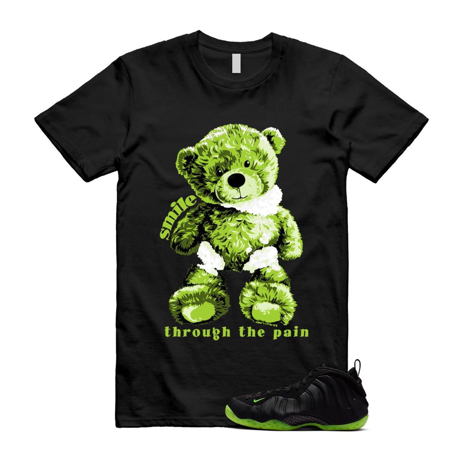 Foamposite Volt Black Air One T Shirt Match SMILE HF2902-001 T-Shirt, Sneaker Match Tee