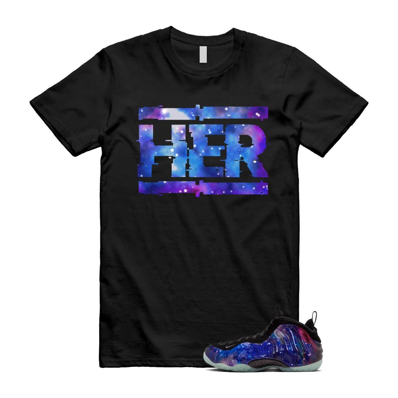 Galaxy Air Foamposite One 2025 Obsidian Black Anthracite T Shirt Match HER, FQ4303-400 Sneaker Match Tees T-Shirt, Sneaker Match Tee