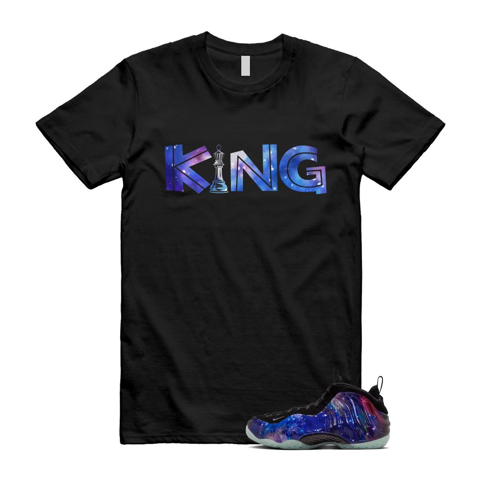 Galaxy Air Foamposite One 2025 Obsidian Black Anthracite T Shirt Match KING, FQ4303-400 Sneaker Match Tees T-Shirt, Sneaker Match Tee