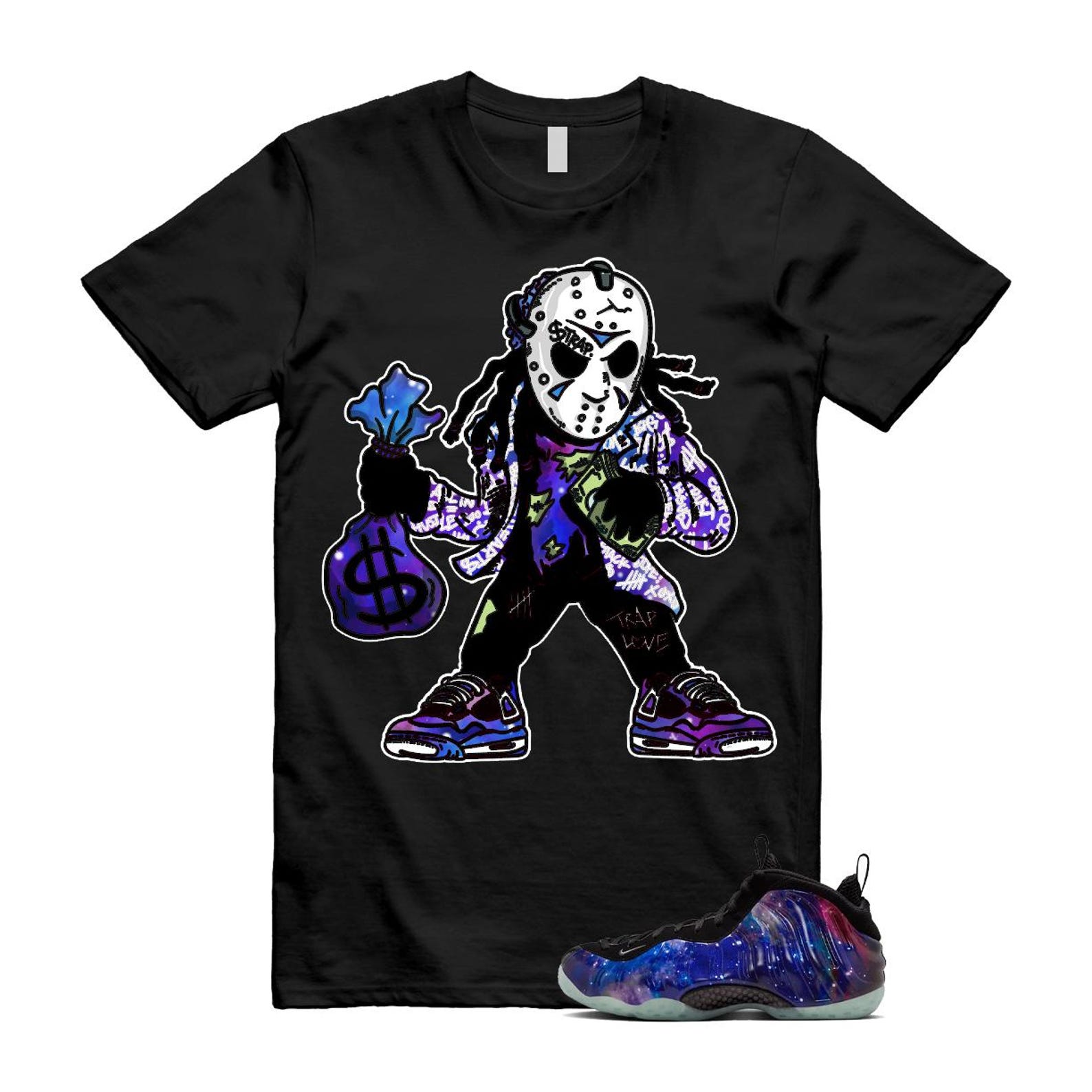 Galaxy Air Foamposite One 2025 Obsidian Black Anthracite T Shirt Match JASON, FQ4303-400 Sneaker Match Tees T-Shirt, Sneaker Match Tee