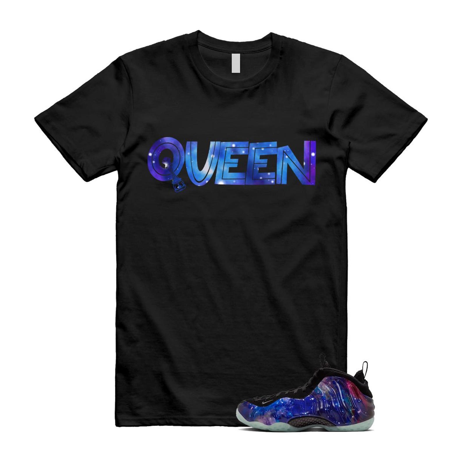 Galaxy Air Foamposite One 2025 Obsidian Black Anthracite T Shirt Match QUEEN, FQ4303-400 Sneaker Match Tees T-Shirt, Sneaker Match Tee