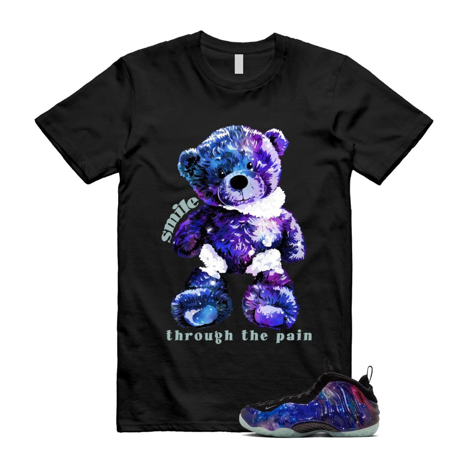 Galaxy Air Foamposite One 2025 Obsidian Black Anthracite T Shirt Match SMILE, FQ4303-400 Sneaker Match Tees T-Shirt, Sneaker Match Tee
