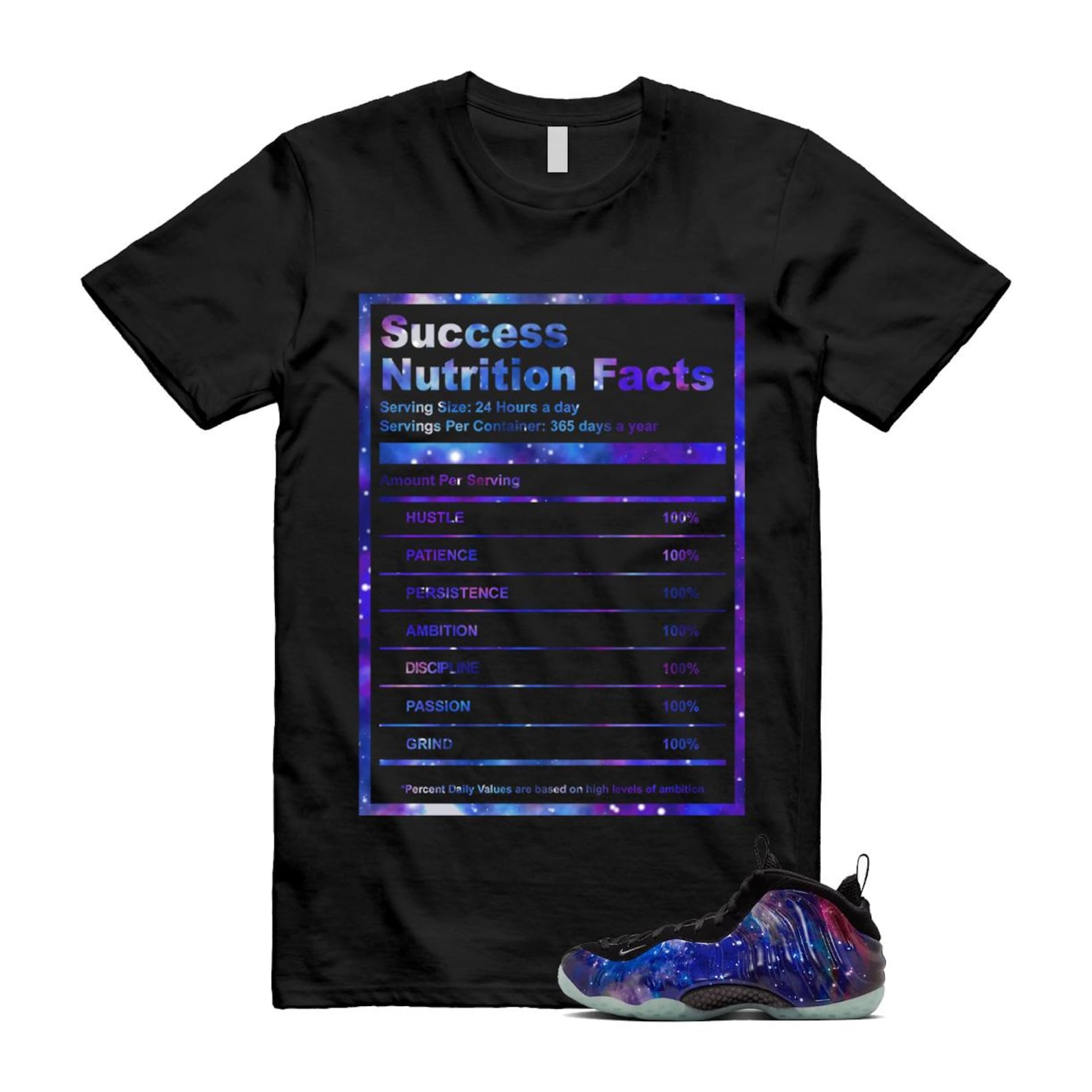 Galaxy Air Foamposite One 2025 Obsidian Black Anthracite T Shirt Match SUCC, FQ4303-400 Sneaker Match Tees T-Shirt, Sneaker Match Tee