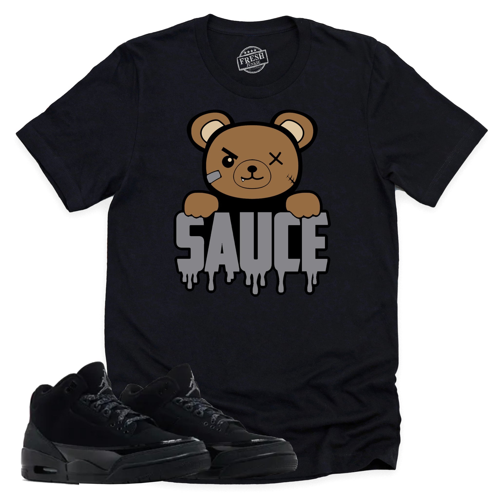 Sauce Shirt, Retro Air Jordan 3 Black Cat Shirt Match Sneaker CT8532-001 T-Shirt, Sneaker Match Tee
