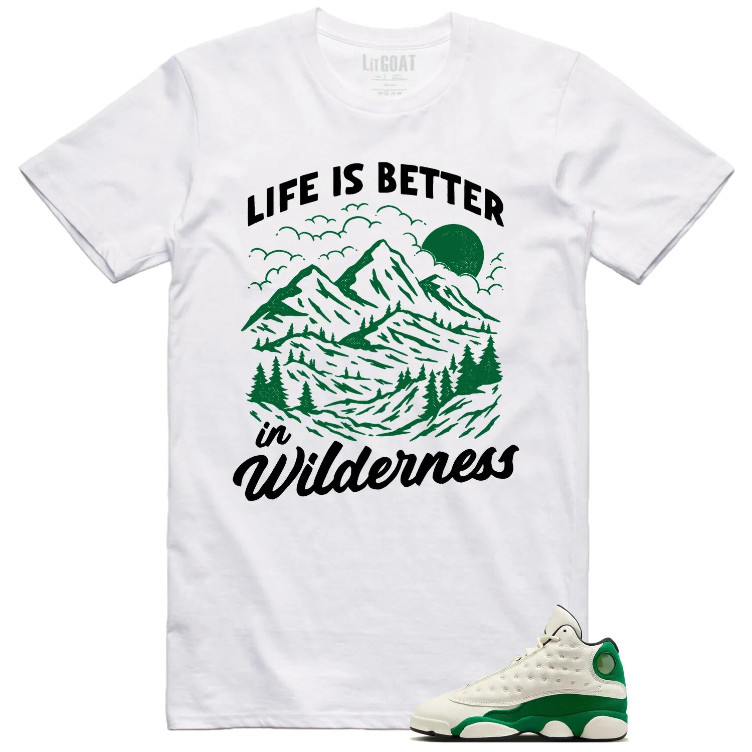 Wilderness T-Shirt, Perfect with Air Jordan 13 Pine Green 2025 HQ0779-103 T-Shirt, Sneaker Match Tee