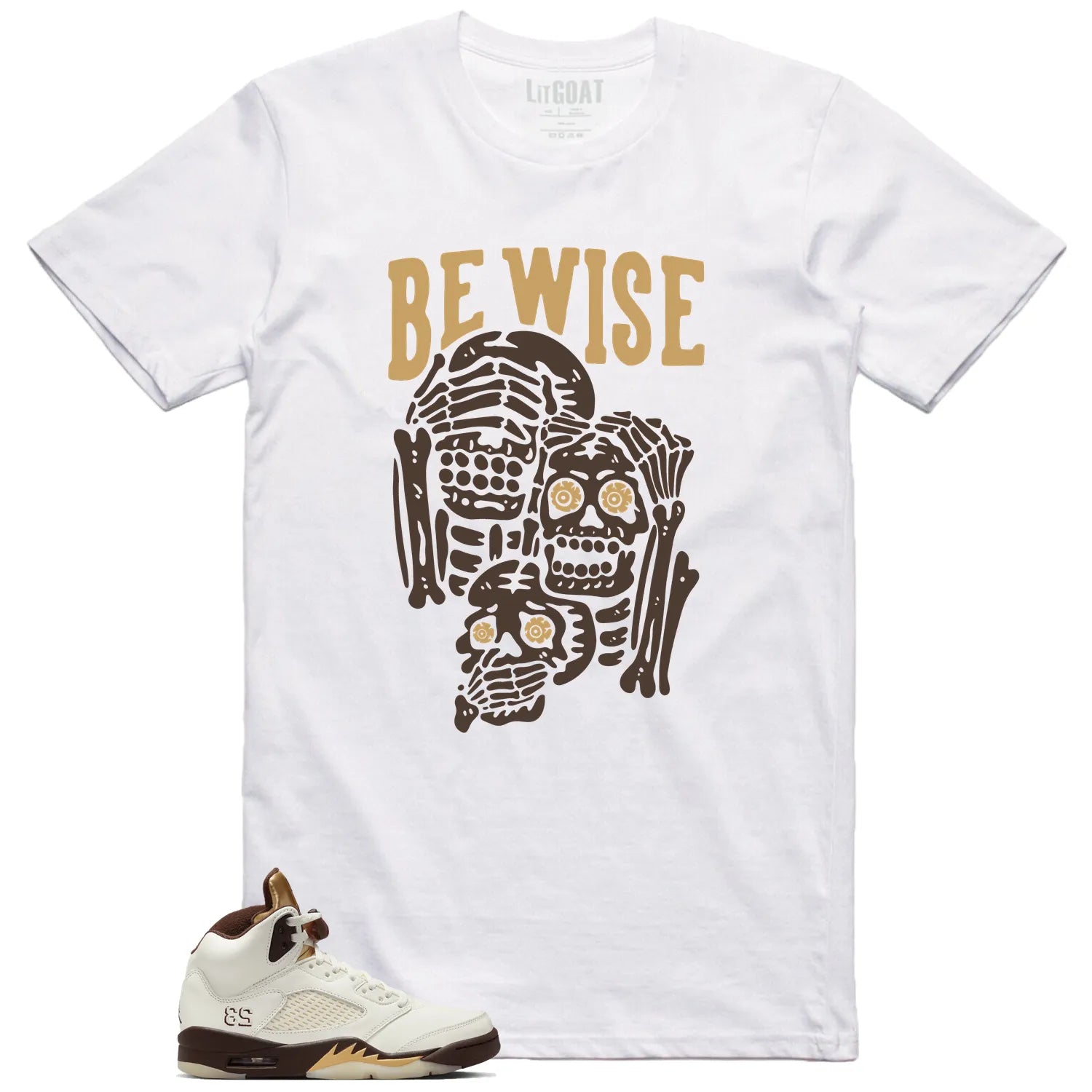 Jordan 5 Retro Golden Ticket ‘Be Wise’ Matching Shirt DD9336-200 T-Shirt, Sneaker Match Tee
