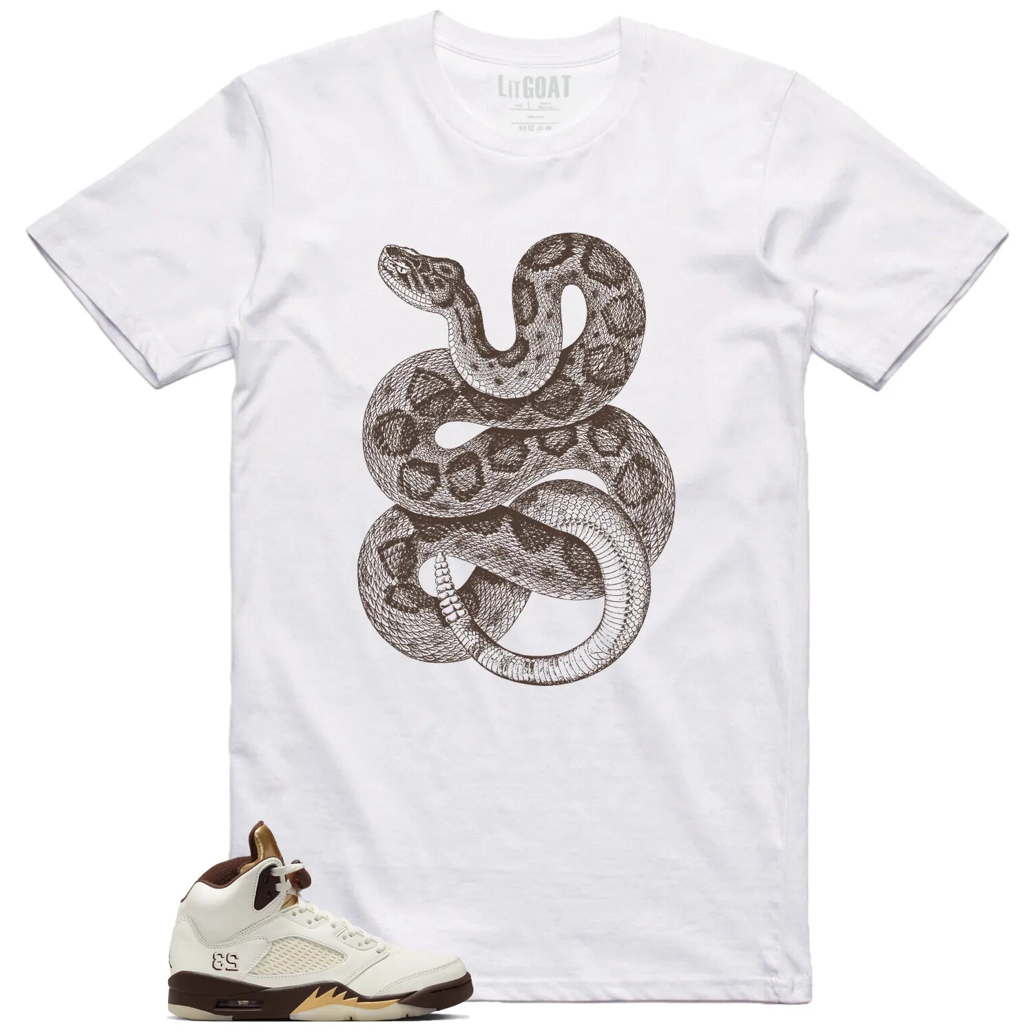 Python Snake Shirt for Jordan 5 Retro Golden Ticket Sneaker DD9336-200 T-Shirt, Sneaker Match Tee
