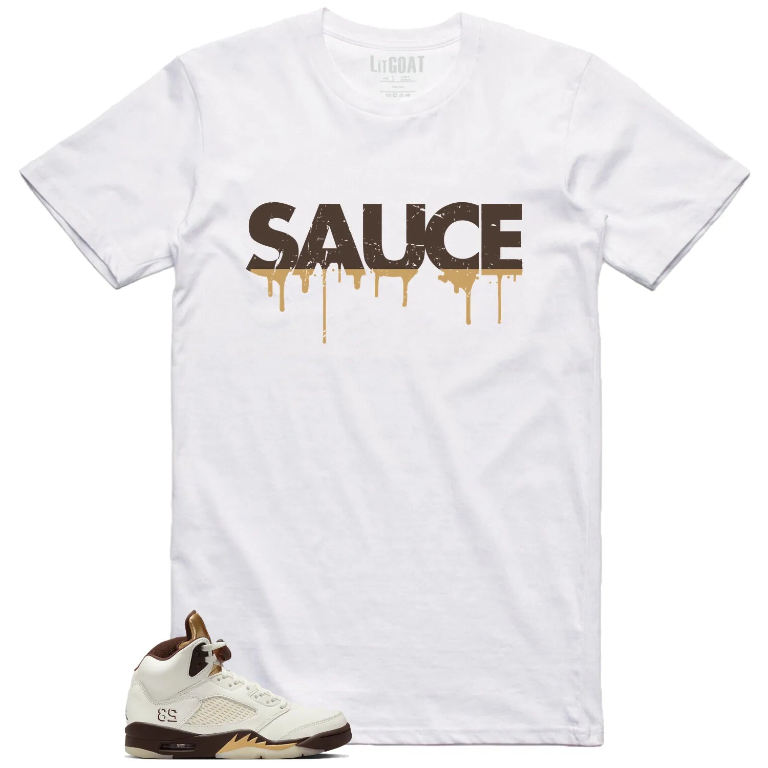 Sauce T-Shirt to Match Your Jordan 5 Retro Golden Ticket DD9336-200 T-Shirt, Sneaker Match Tee