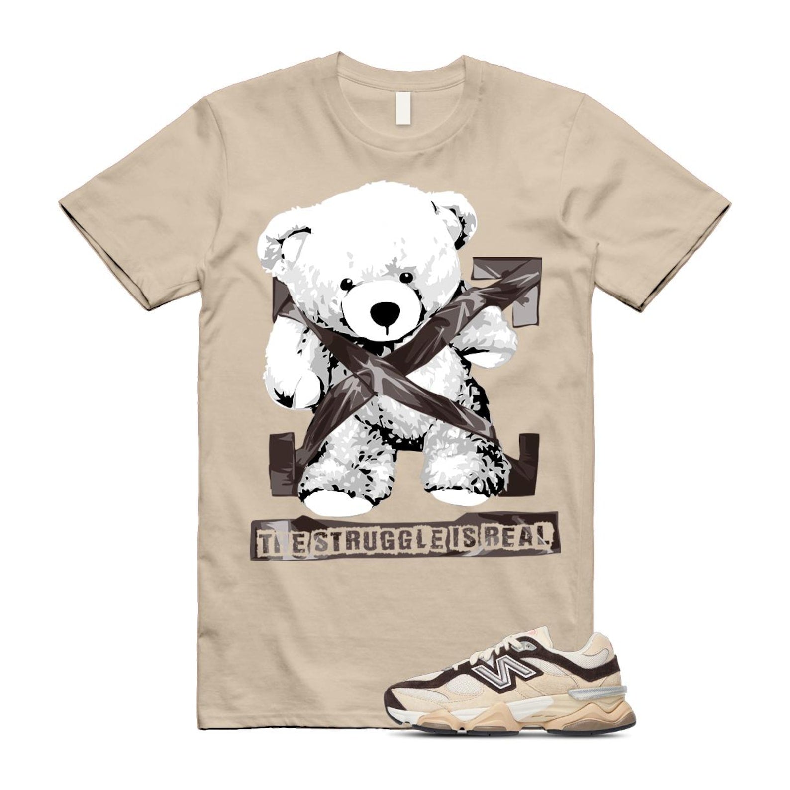 9060 Emerging Brown White T Shirt Match STRUG U9060FLP T-Shirt, Sneaker Match Tee