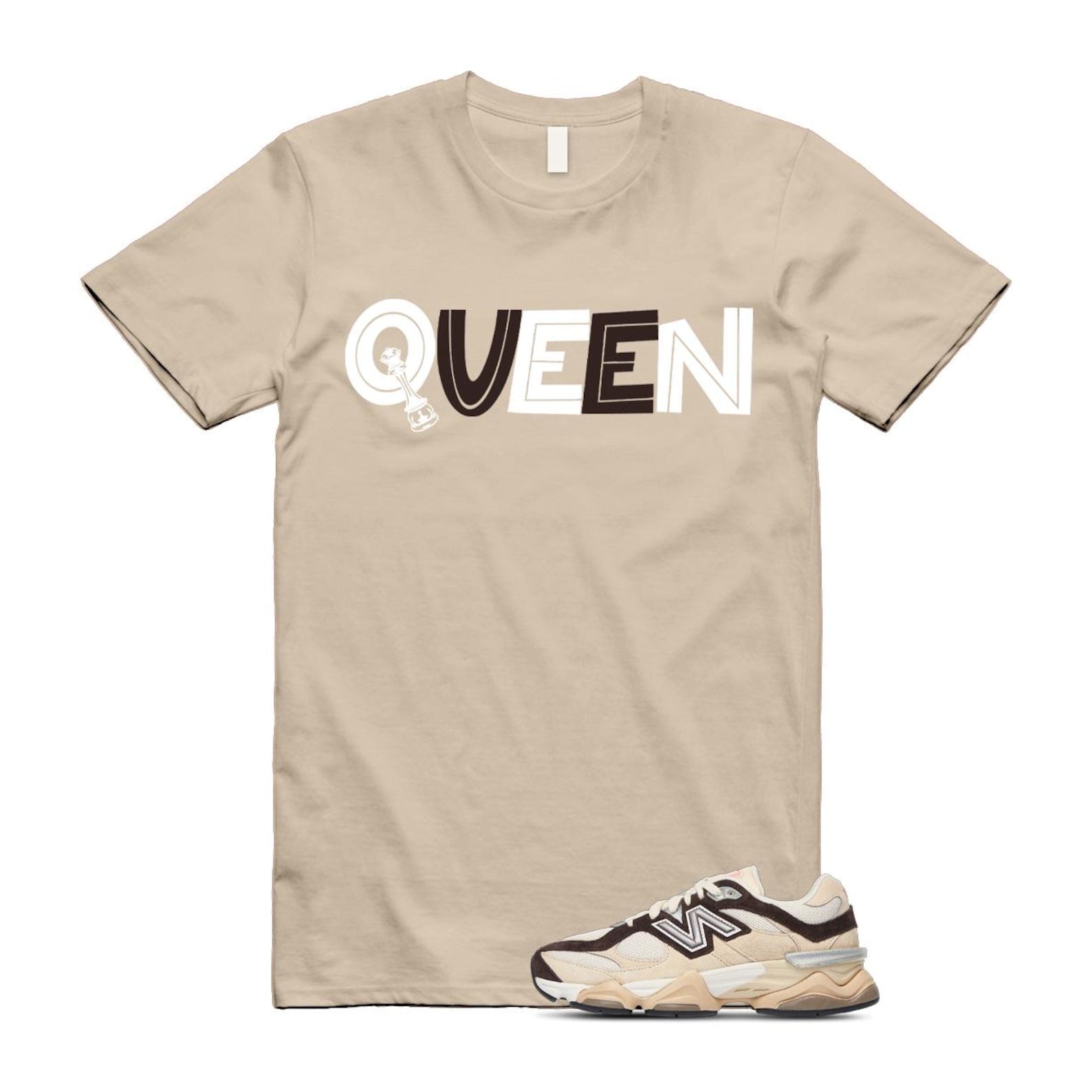 9060 Emerging Brown White T Shirt Match QUEEN U9060FLP T-Shirt, Sneaker Match Tee