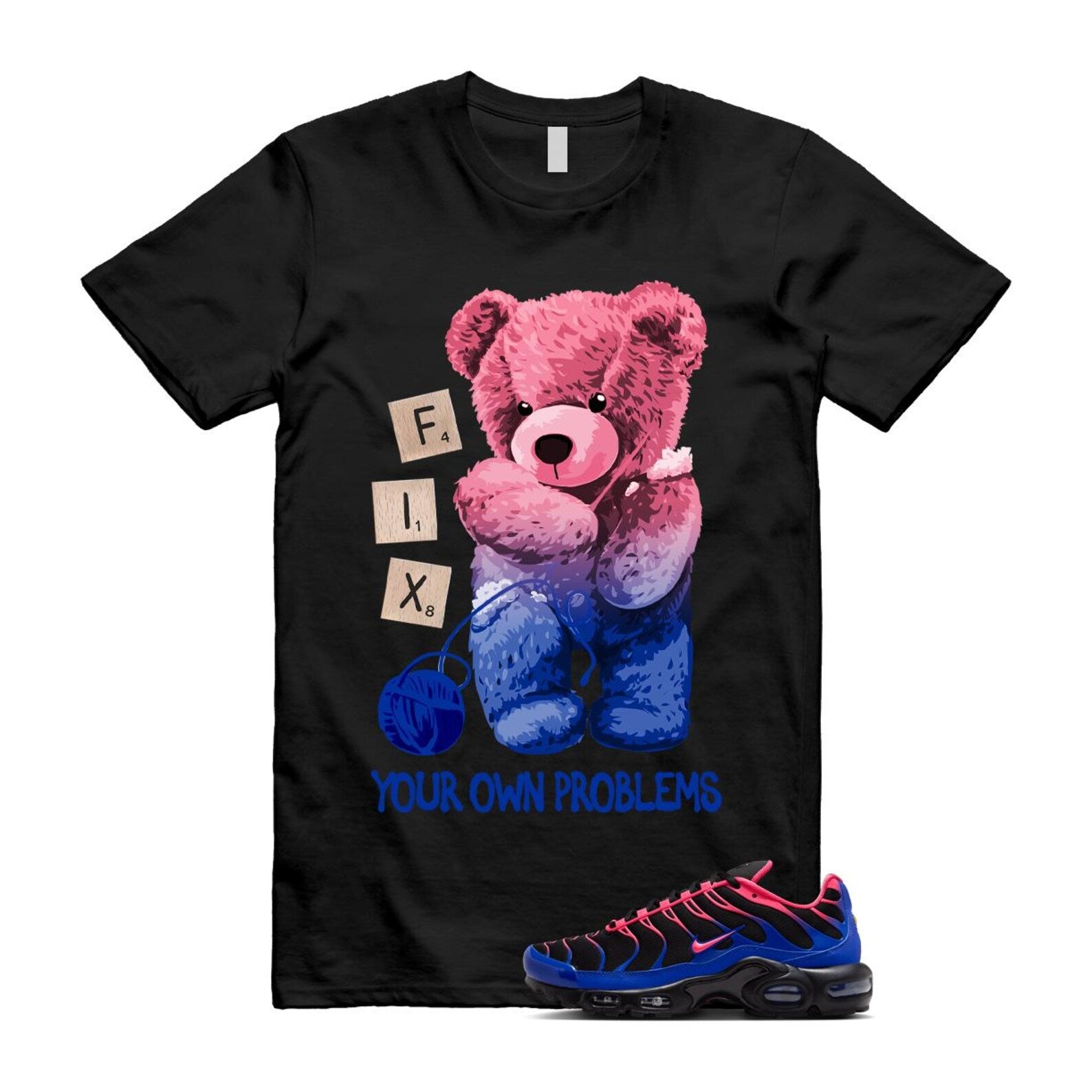 Air Max Hyper Pink Racer Blue Black 95 T Shirt Match FIX IF6146-001 T-Shirt, Sneaker Match Tee