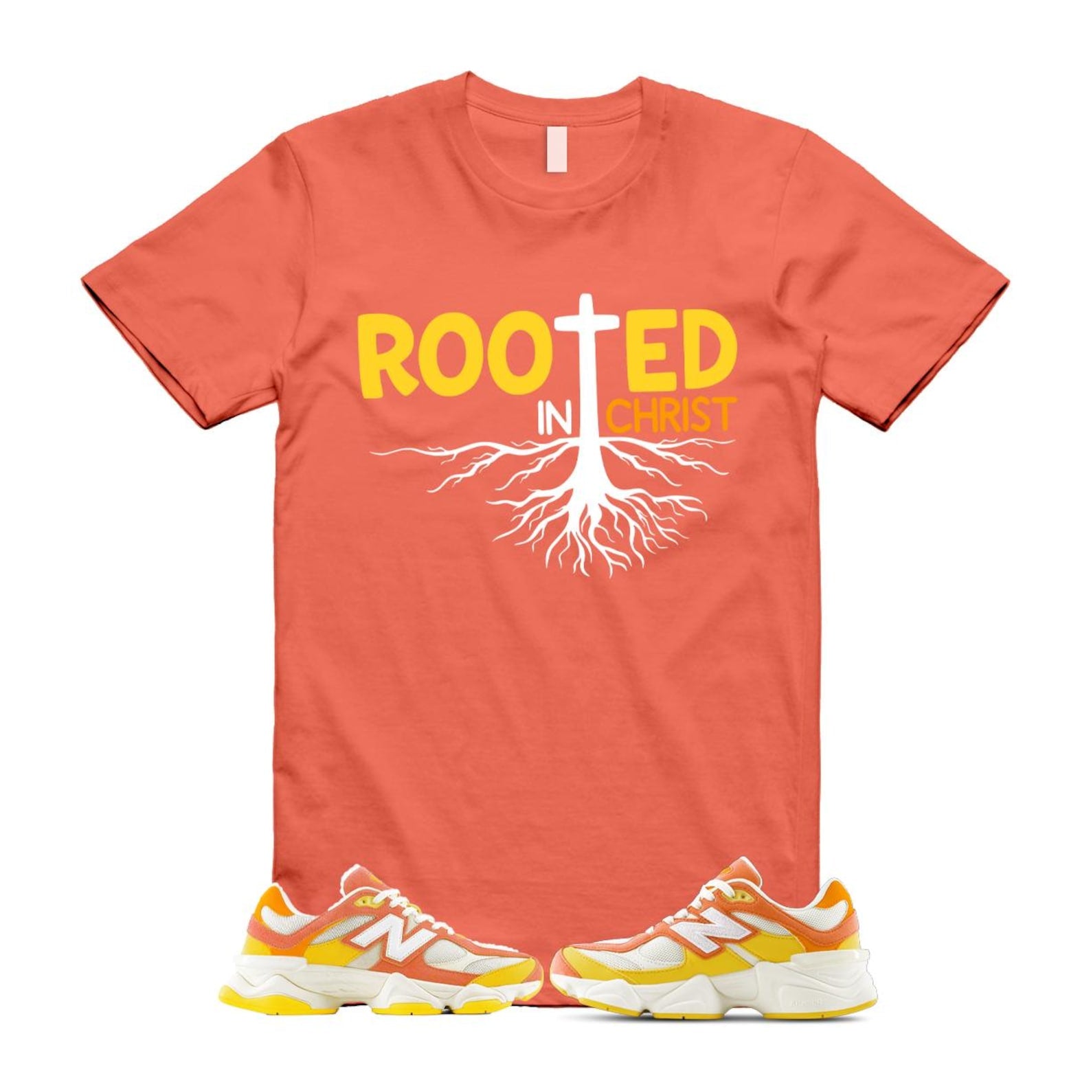 9060 Fluorescent Pink Orange Yellow Citrus Grapefruit Lemon Clementine T Shirt Match ROOTED U9060FLO T-Shirt, Sneaker Match Tee