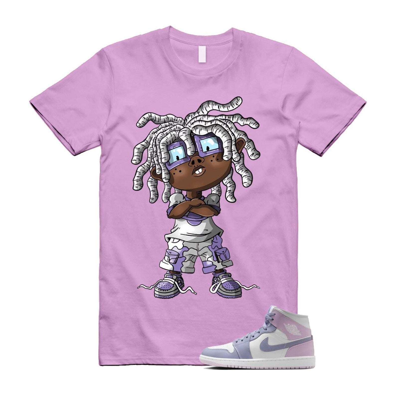 1 Indigo Haze Doll White Purple T Shirt Match CHONGO BQ6472-510 T-Shirt, Sneaker Match Tee