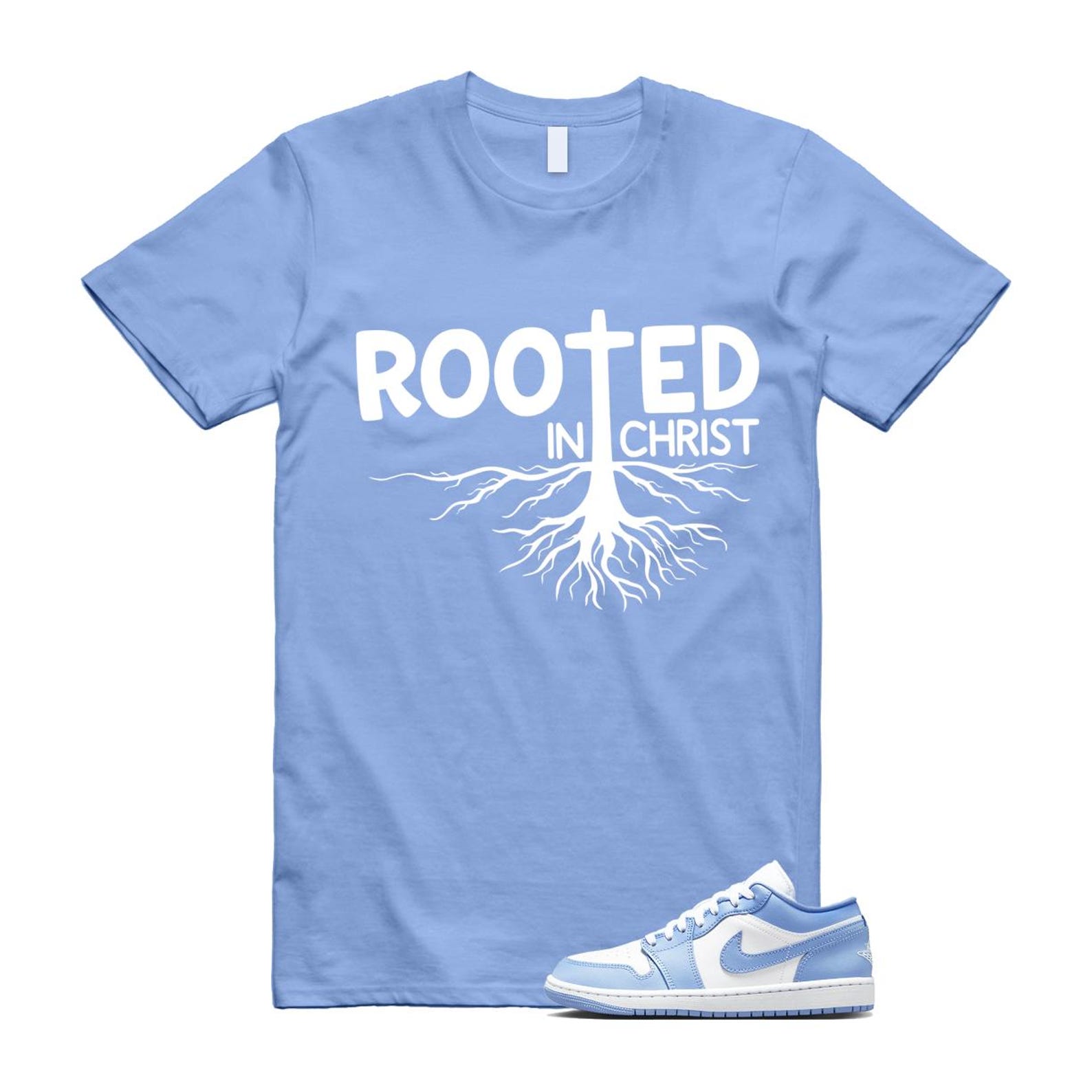 Jordan 1 Low White Aluminum T Shirt Match ROOTED DC0774-142 T-Shirt, Sneaker Match Tee