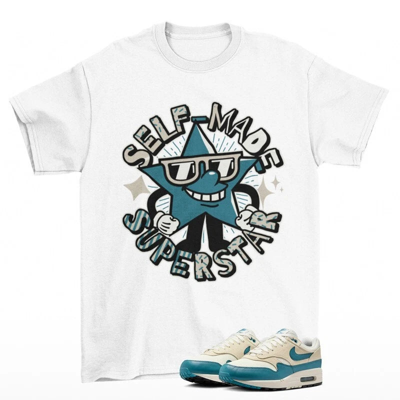 Superstar Sneaker Shirt White to Match Air Max 1 Smokey Blue FZ5808-011 T-Shirt, Sneaker Match Tee