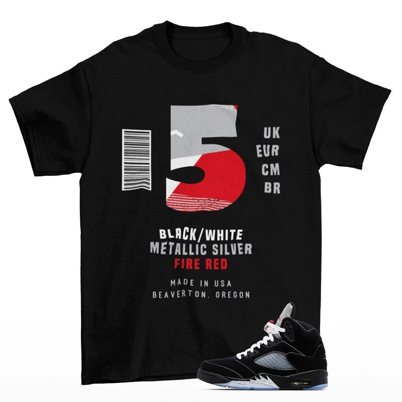 Sneaker Label Shirt to Match Jordan 5 OG Black Metallic Reimagined HF3975-001 T-Shirt, Sneaker Match Tee