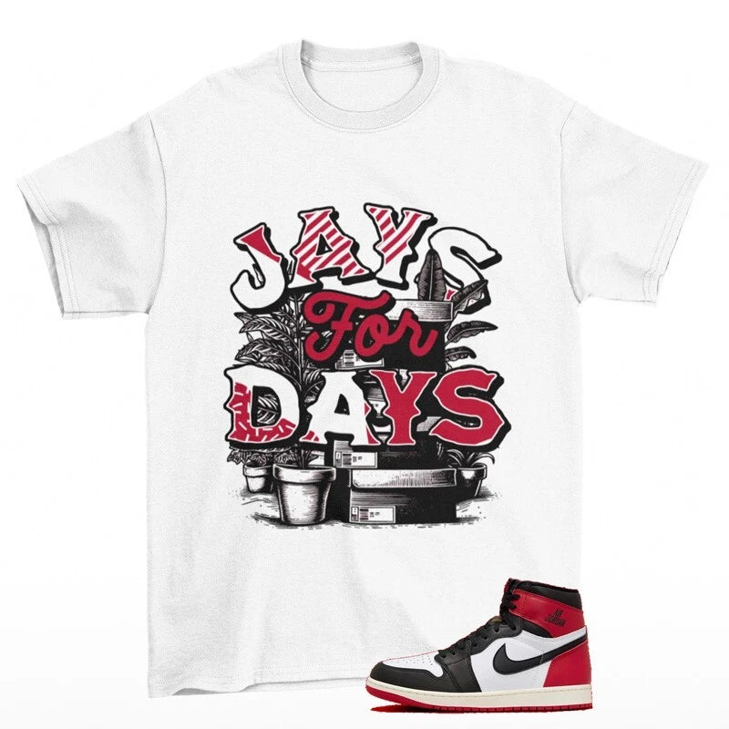 Stacked Shirt White to Match Jordan 1 Black Toe Reimagined DZ5485-106 T-Shirt, Sneaker Match Tee