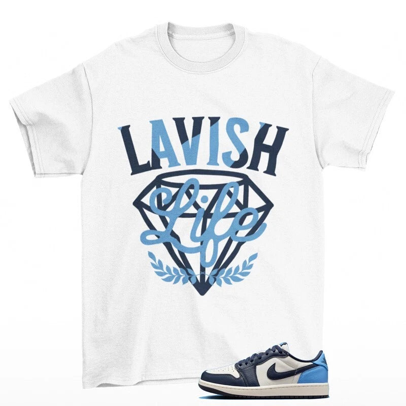 Lavish Sneaker Shirt White to Match Jordan 1 Low OG Obsidian CZ0790-400 T-Shirt, Sneaker Match Tee