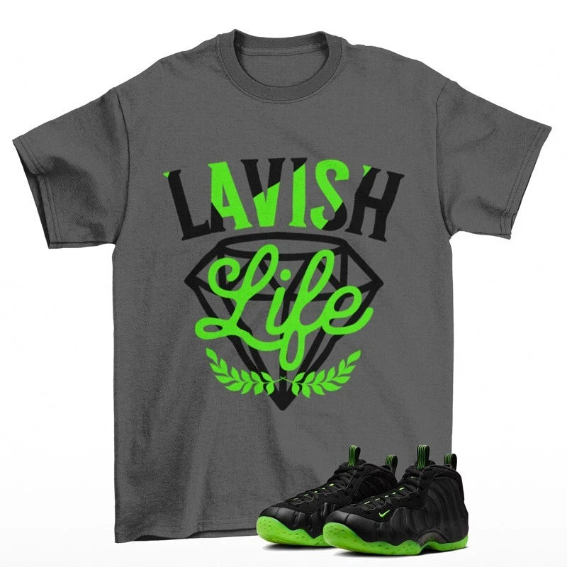 Lavish Sneaker Shirt to Match Air Foamposite One Black Volt HF2902-001 T-Shirt, Sneaker Match Tee