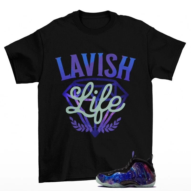 Lavish Sneaker Shirt Black to Match Air Foamposite One Galaxy FQ4303-400 T-Shirt, Sneaker Match Tee