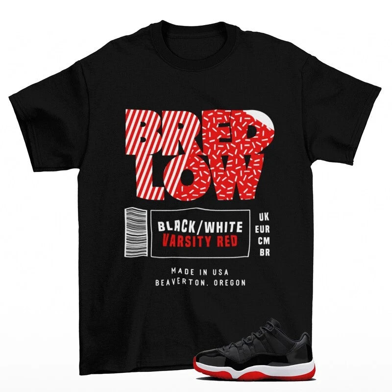 BRED Label Shirt to Match Jordan 11 Retro Low Bred FV5104-006 T-Shirt, Sneaker Match Tee