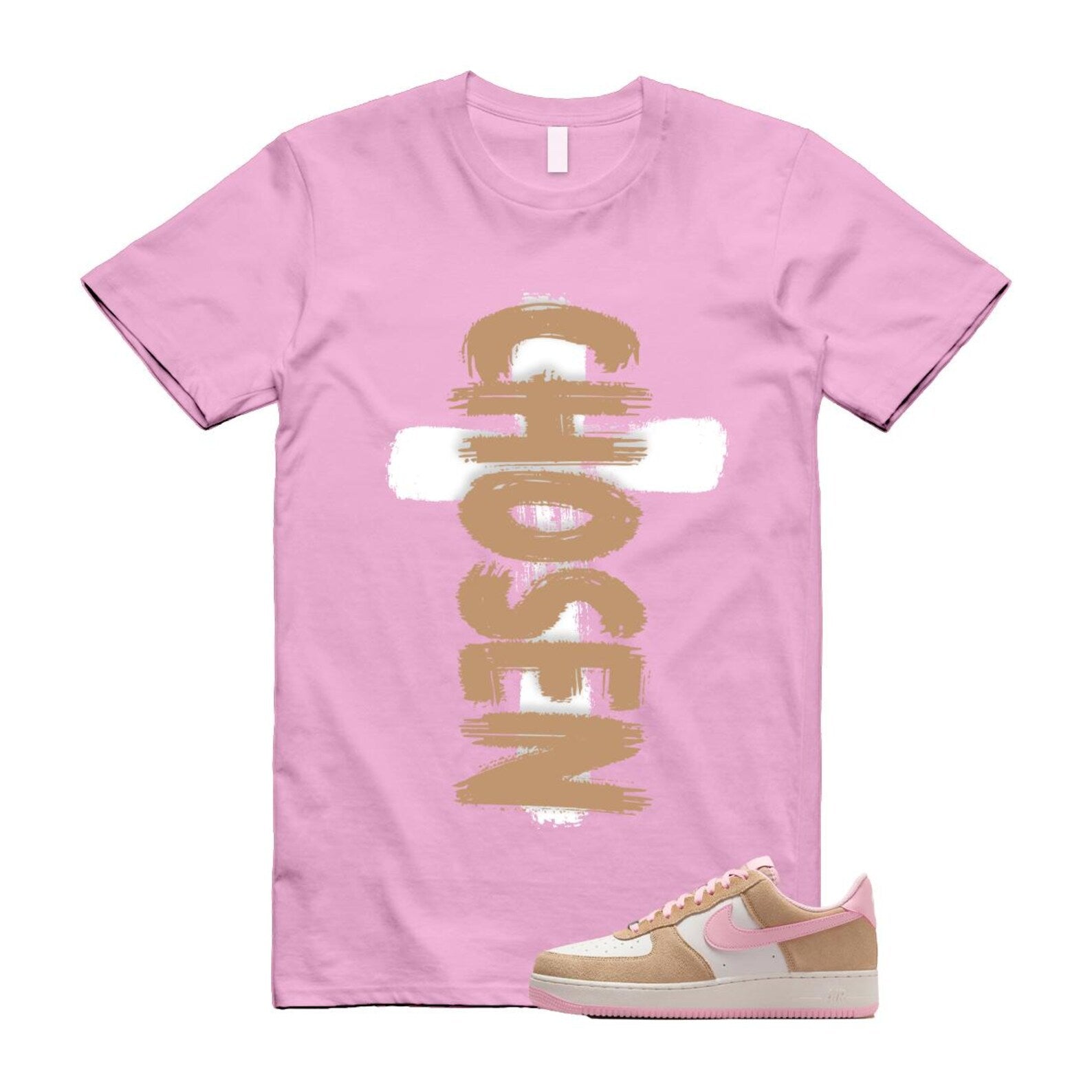 Air Force 1 Rattan Pink Hemp Phantom Medium Soft Low '07 LV8 T Shirt Match CHOSEN FQ8714-202 T-Shirt, Sneaker Match Tee