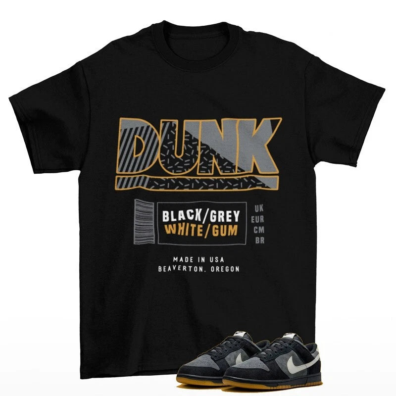Sneaker Label Shirt to Match Dunk Low SE Black Grey Gum HQ1931-001 T-Shirt, Sneaker Match Tee