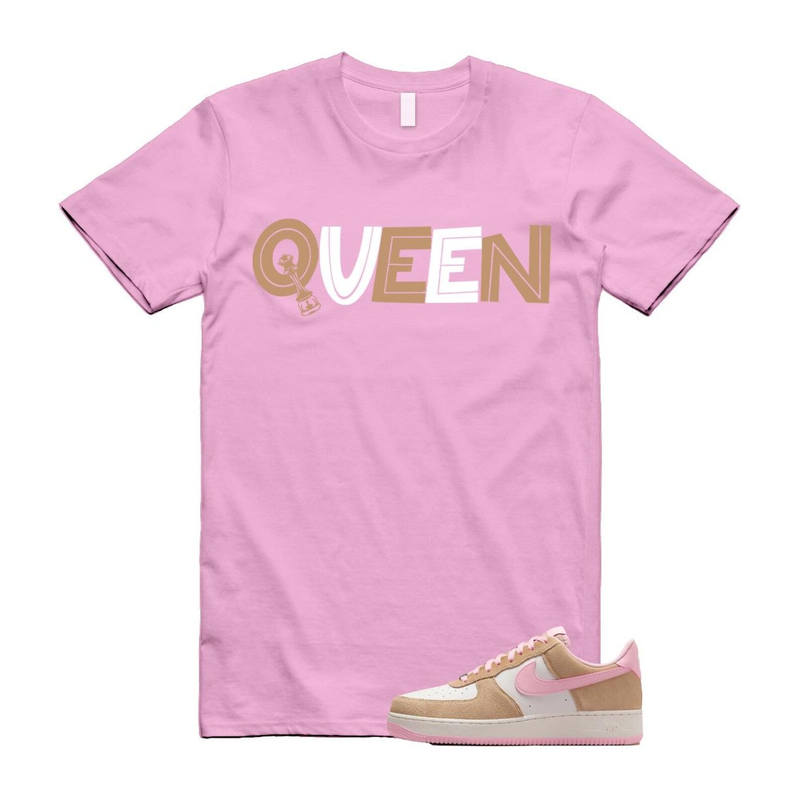Air Force 1 Rattan Pink Hemp Phantom Medium Soft Low '07 LV8 T Shirt Match QUEEN FQ8714-202 T-Shirt, Sneaker Match Tee