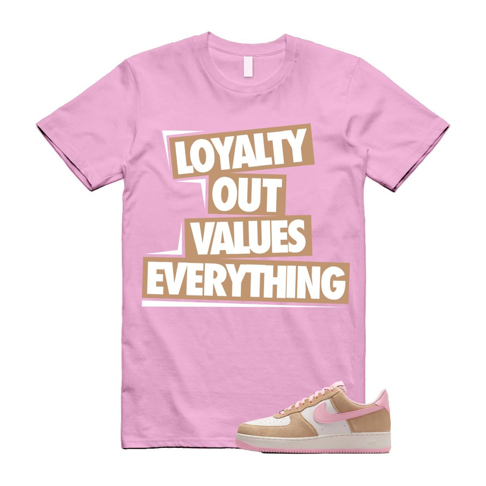Air Force 1 Rattan Pink Hemp Phantom Medium Soft Low '07 LV8 T Shirt Match LOVE FQ8714-202 T-Shirt, Sneaker Match Tee
