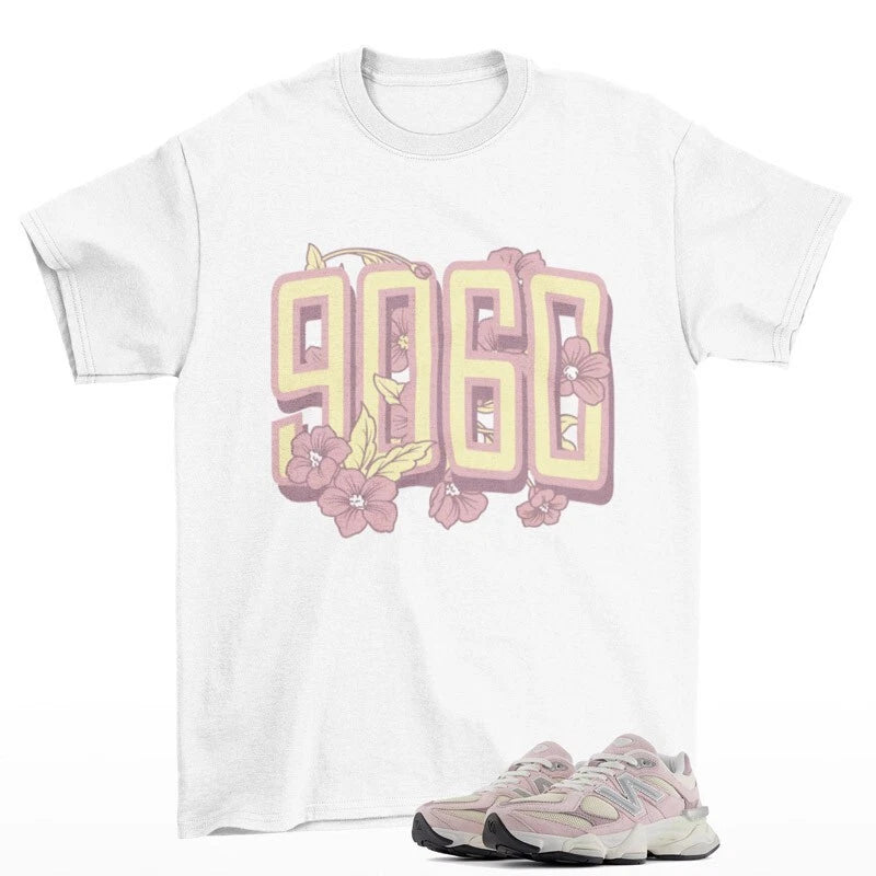 Floral Flex Sneaker Shirt White to Match 9060 Rose Sugar Angora Ice Wine U9060LBC T-Shirt, Sneaker Match Tee