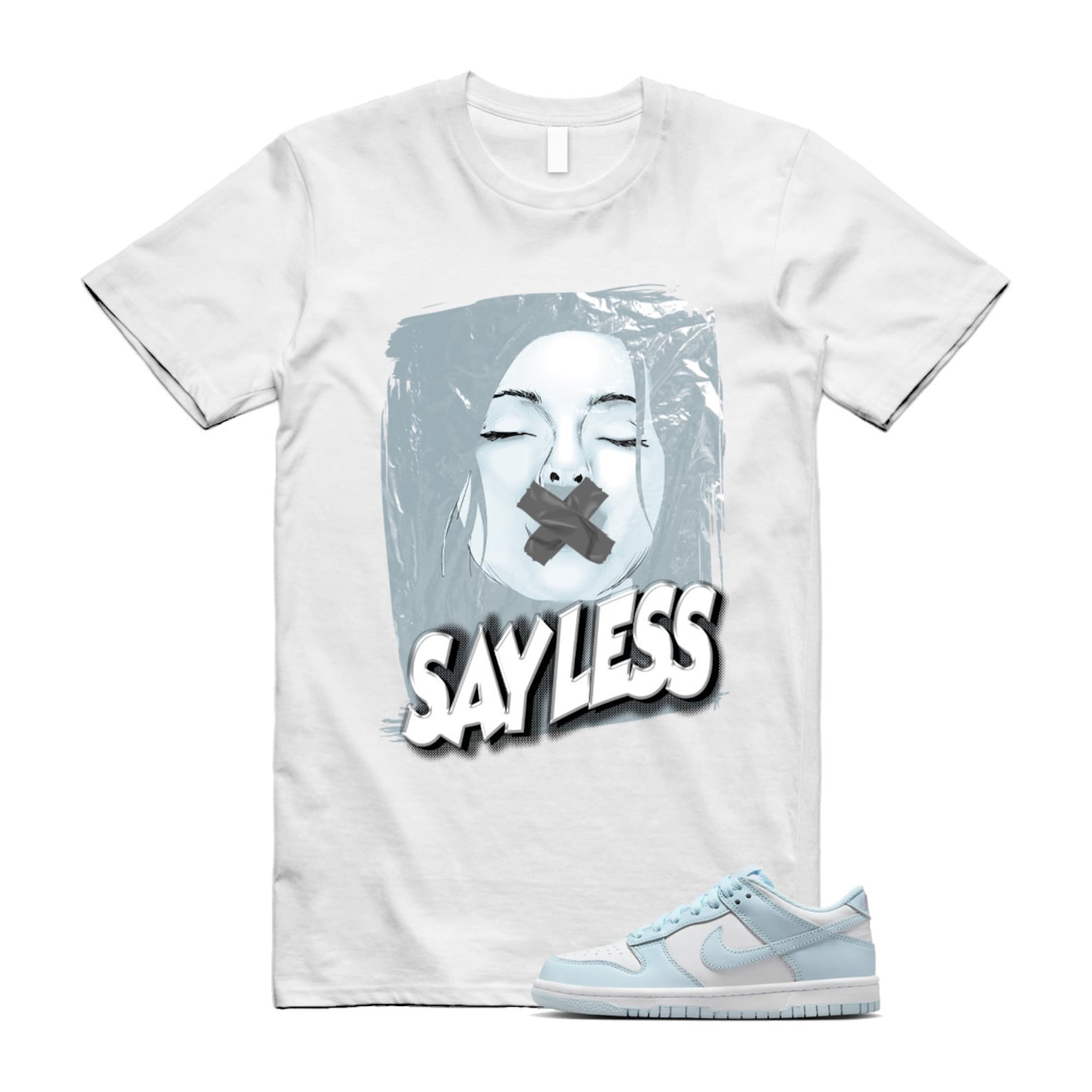 Dunk White Glacier Blue Low GS T Shirt Match SL T-Shirt, Sneaker Match Tee