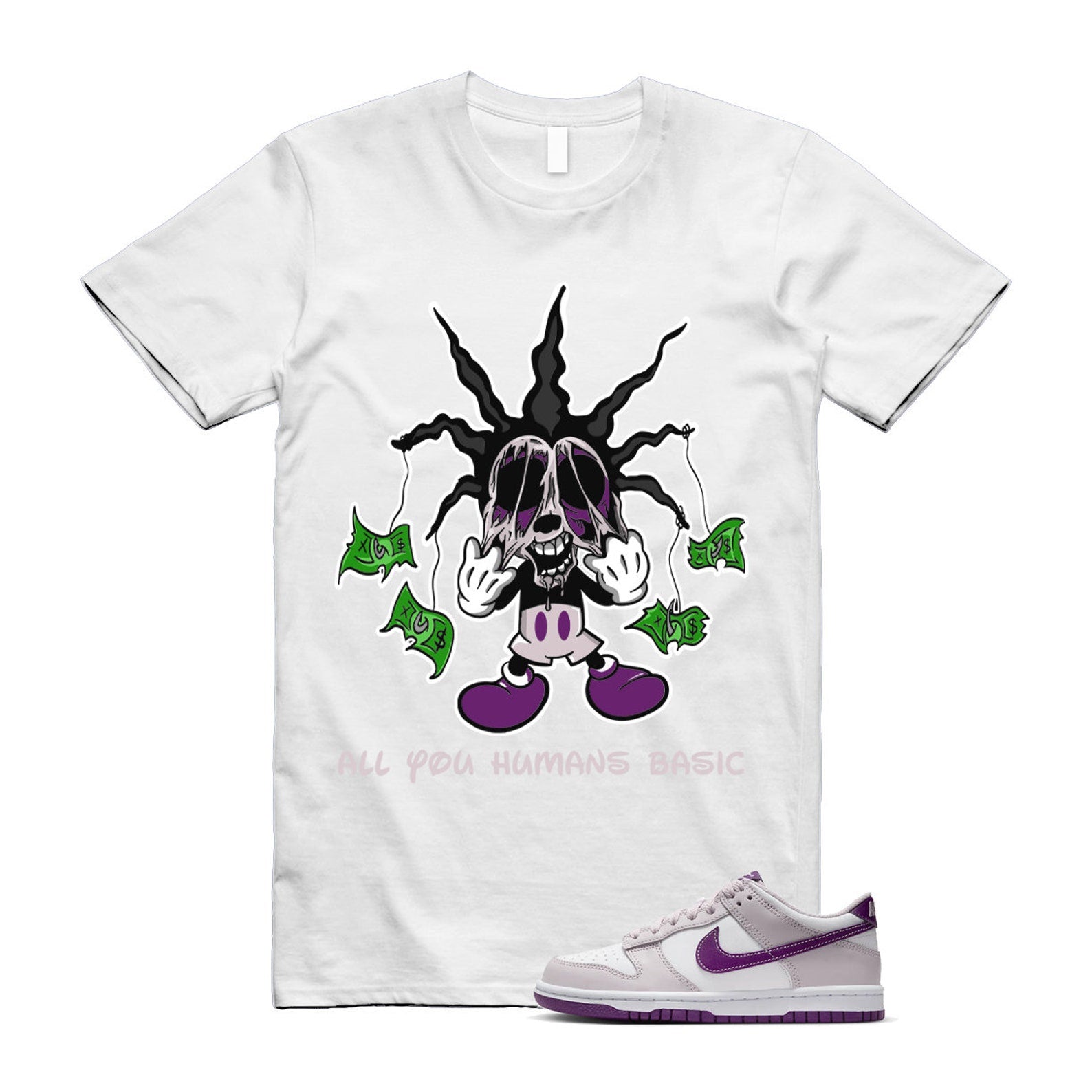 Dunk Platinum Violet Viotech White Low T Shirt Match HOOK T-Shirt, Sneaker Match Tee