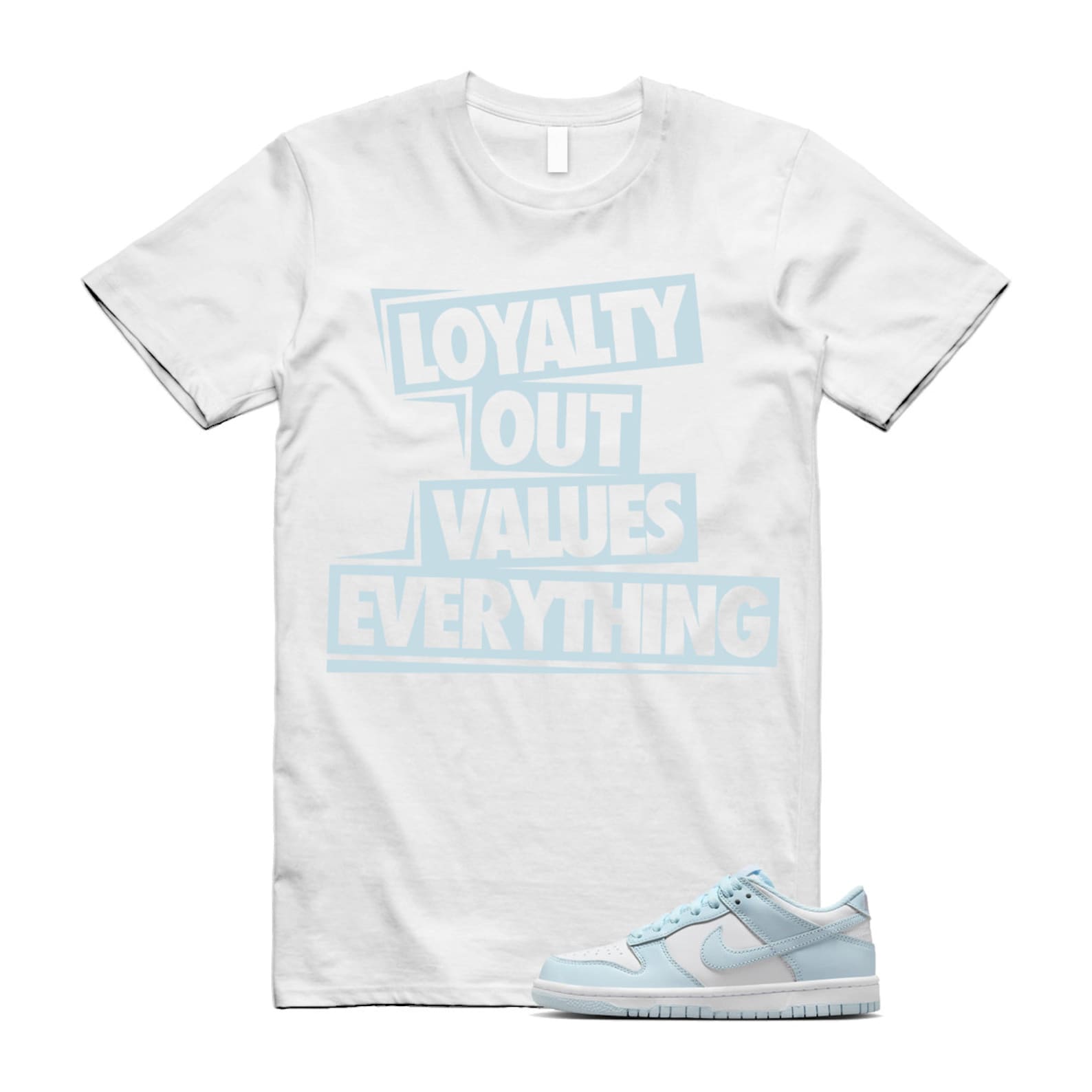 Dunk White Glacier Blue Low GS T Shirt Match LOVE T-Shirt, Sneaker Match Tee