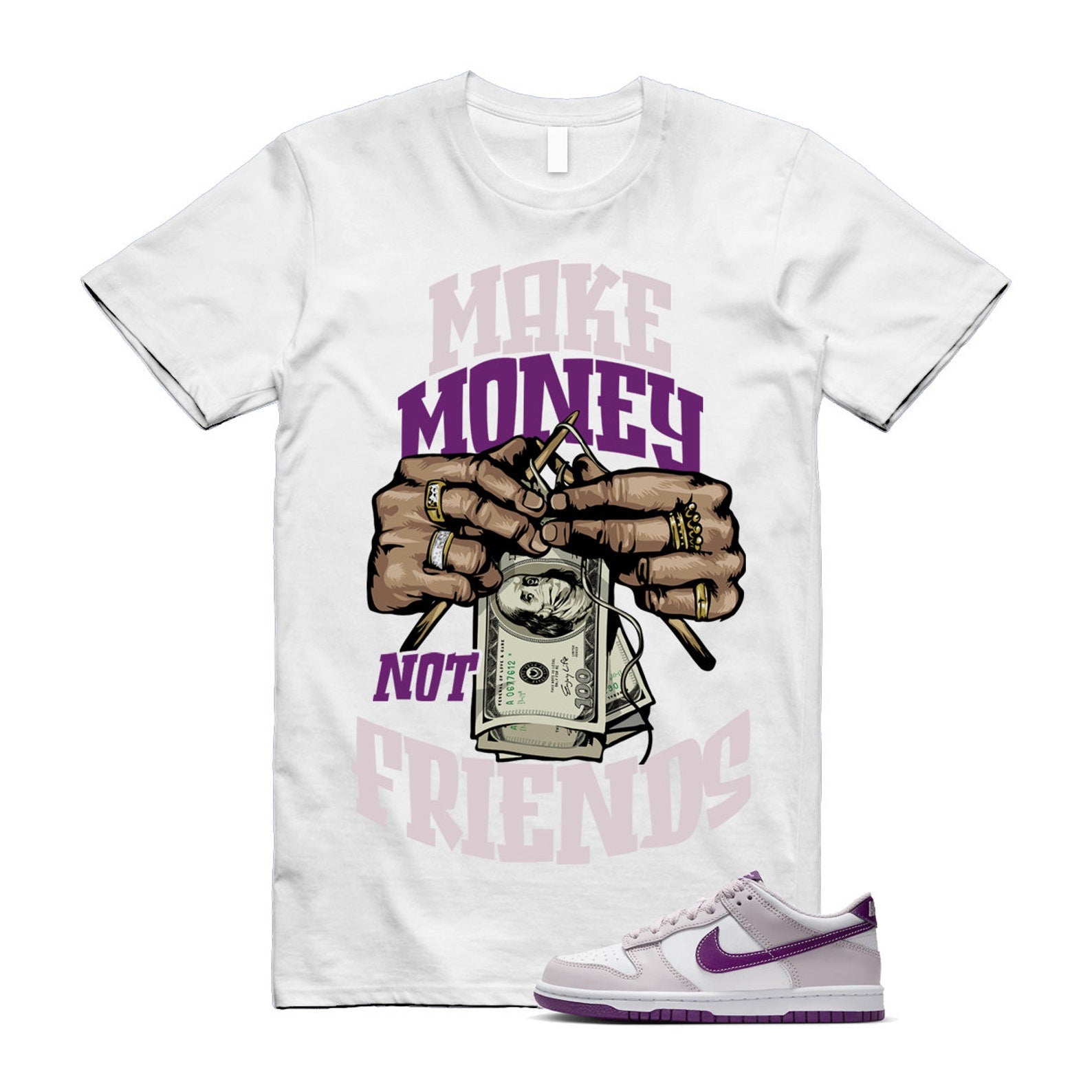Dunk Platinum Violet Viotech White Low T Shirt Match MM T-Shirt, Sneaker Match Tee