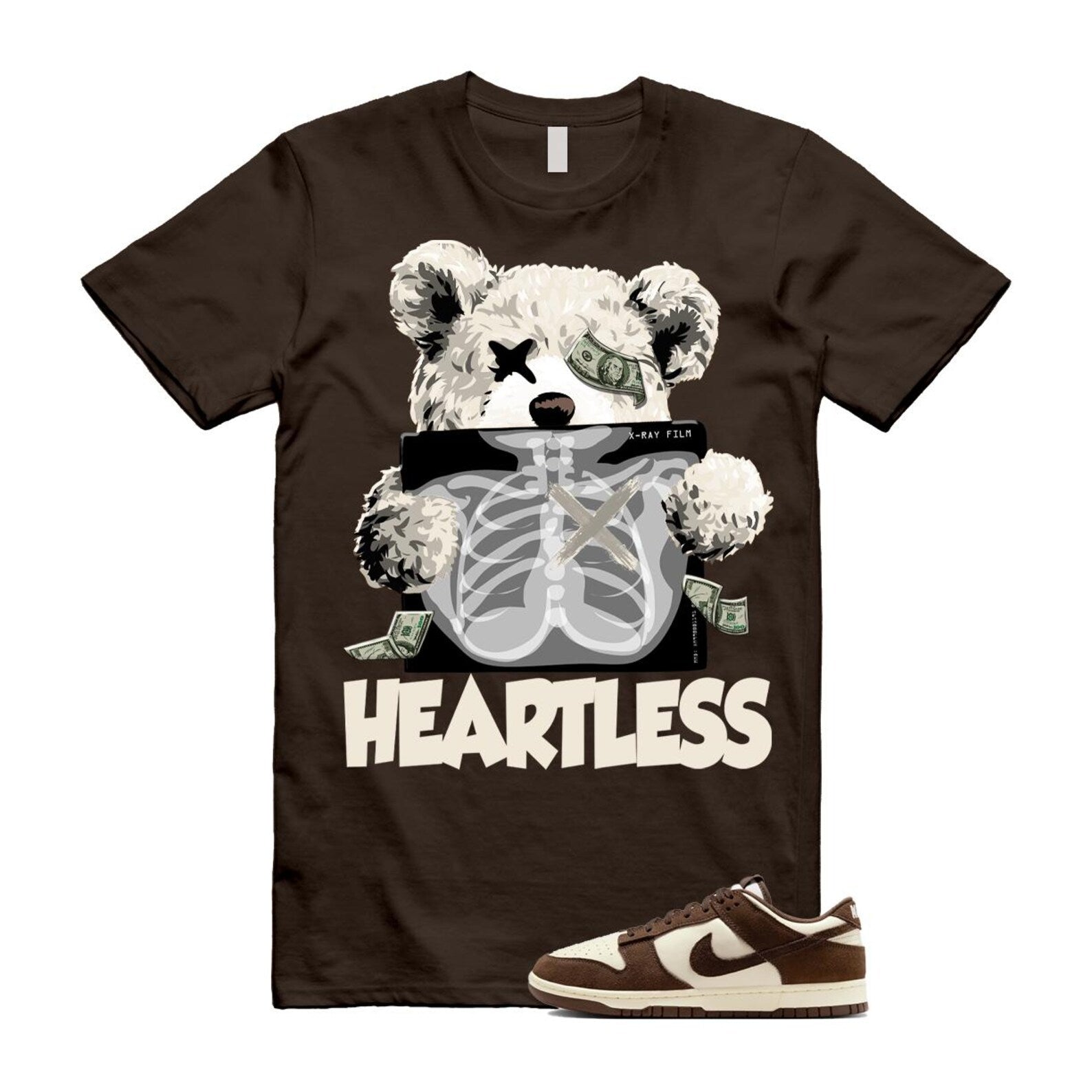 Dunk Baroque Brown Pale Ivory T Shirt Match HEART FQ8249-104 T-Shirt, Sneaker Match Tee