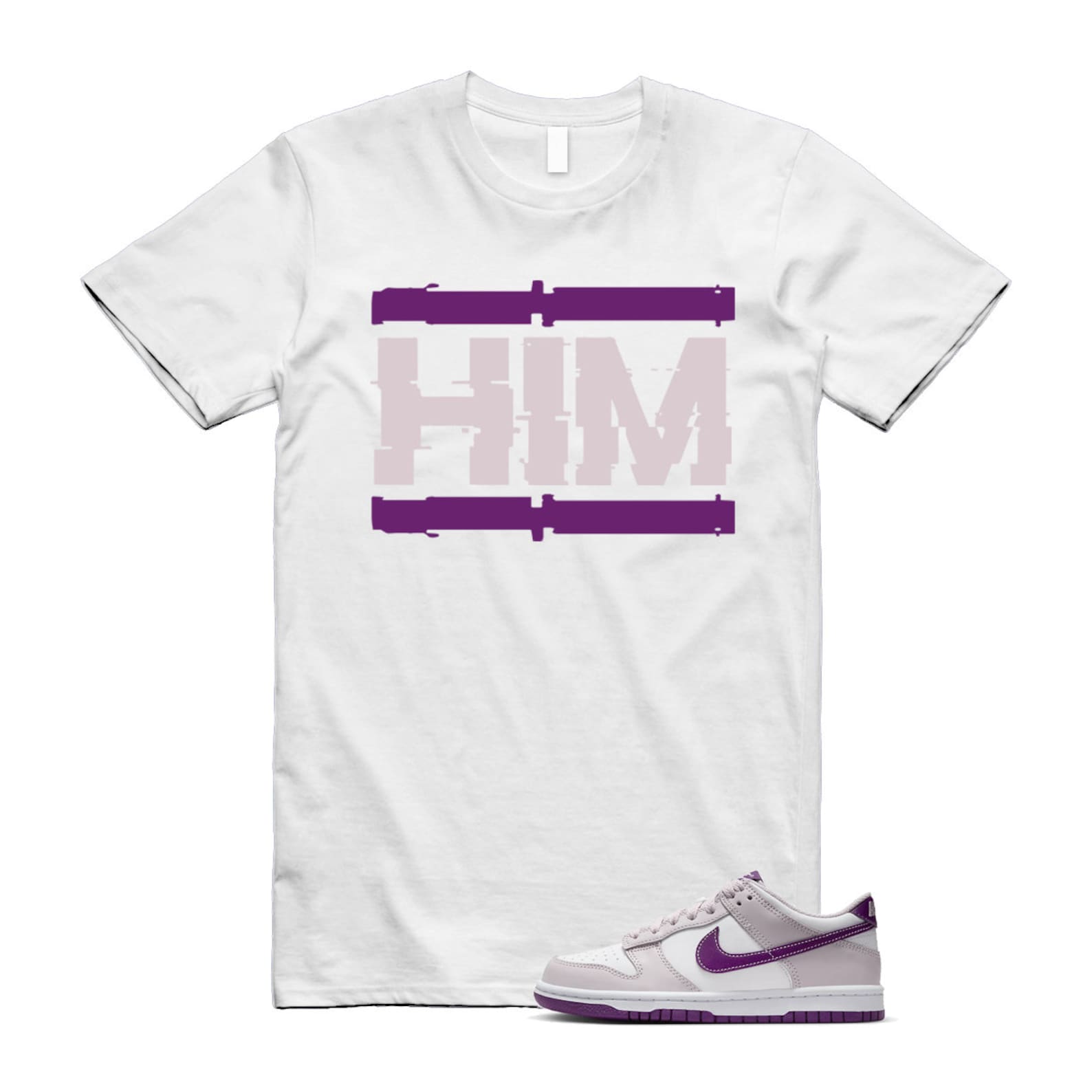 Dunk Platinum Violet Viotech White Low T Shirt Match HIM T-Shirt, Sneaker Match Tee