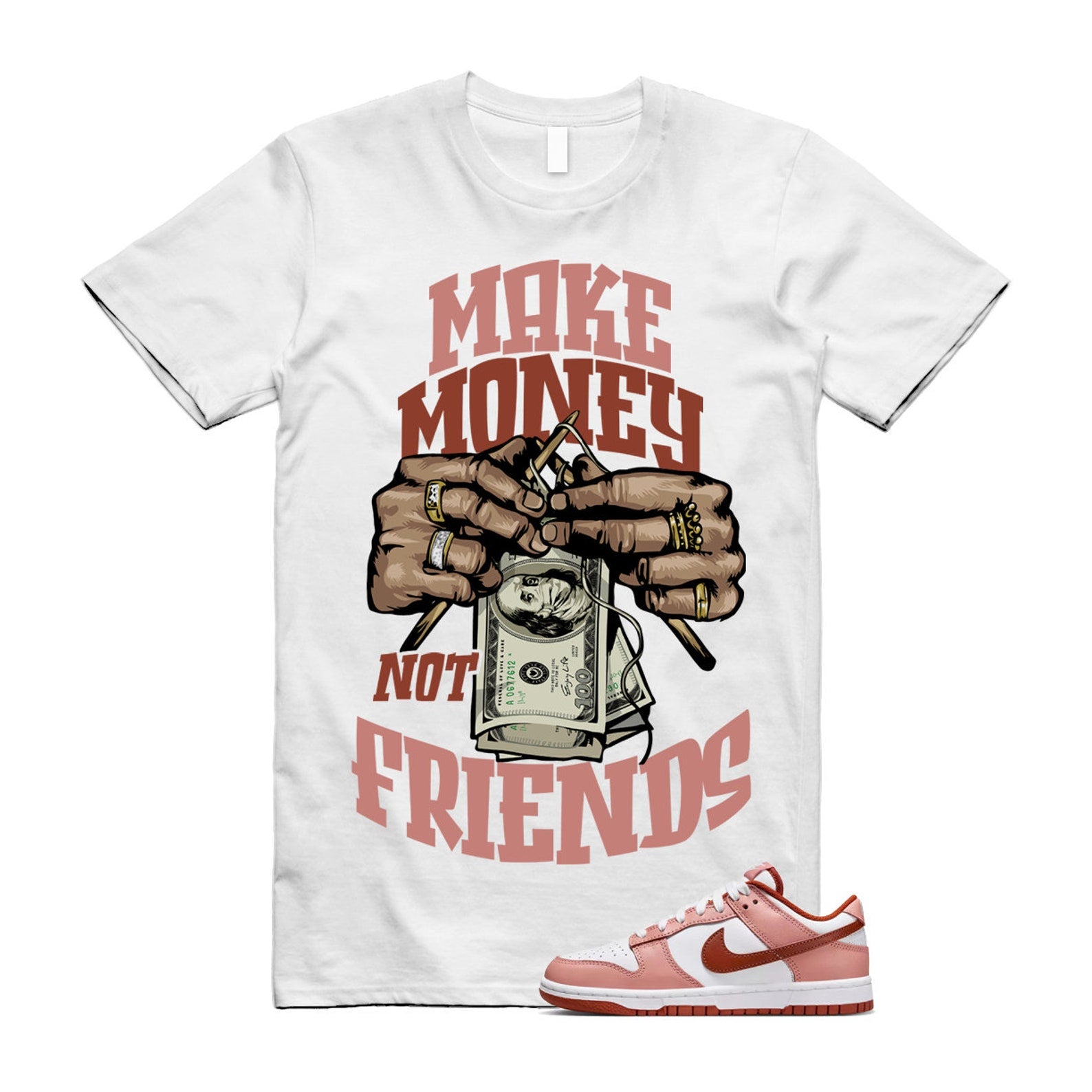 Dunk Red Stardust Rugged Orange Low White WMNS T Shirt Match MM T-Shirt, Sneaker Match Tee