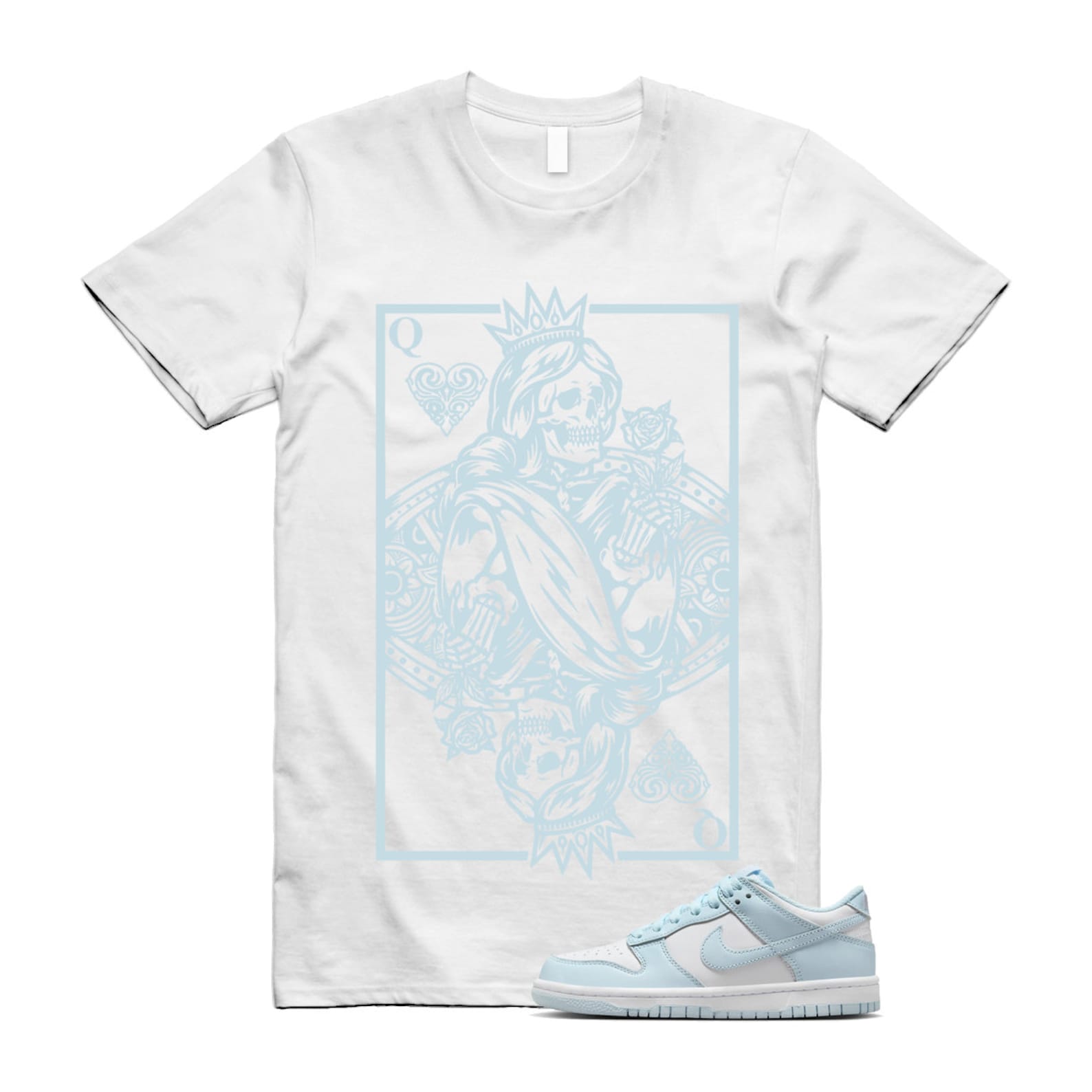 Dunk White Glacier Blue Low GS T Shirt Match QC T-Shirt, Sneaker Match Tee