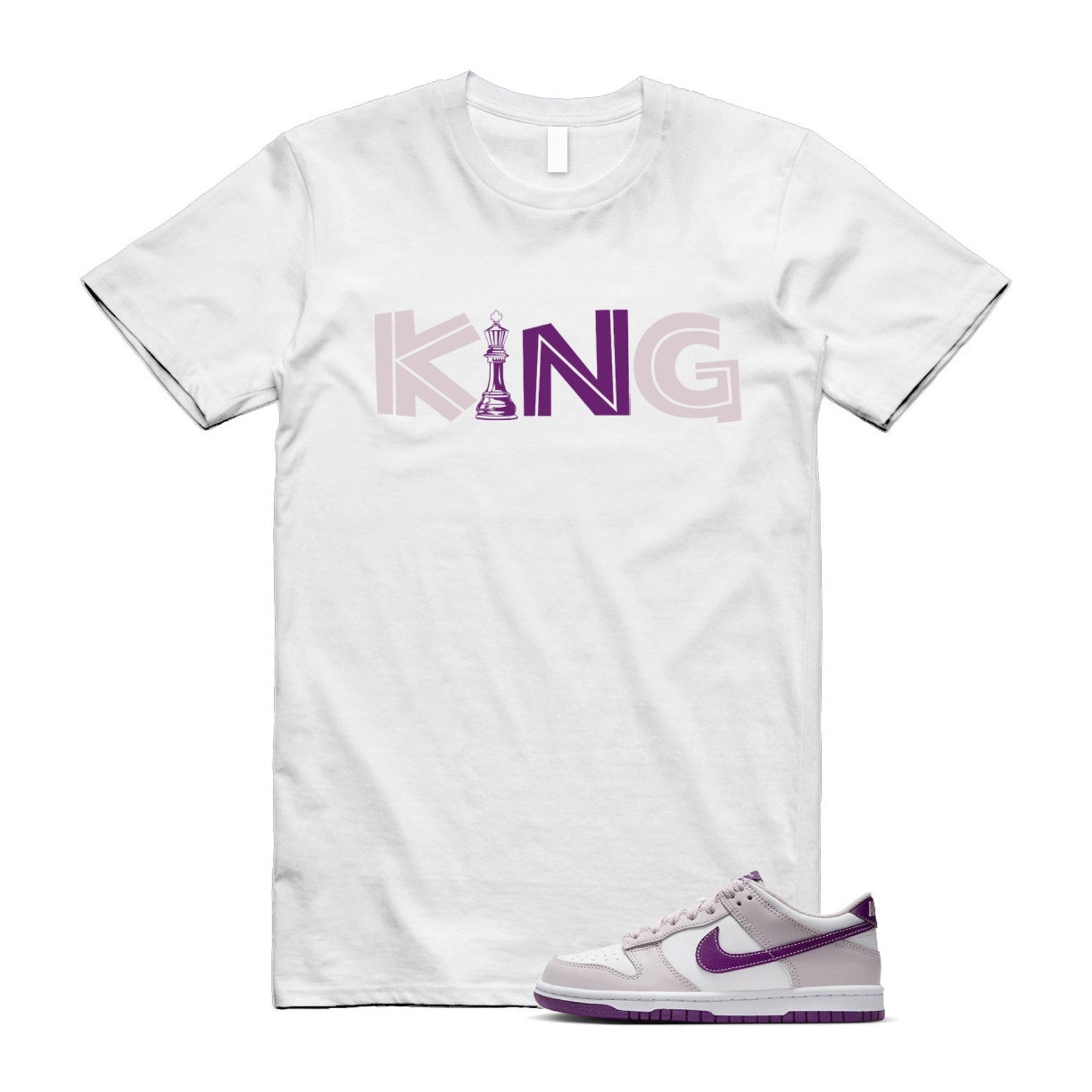 Dunk Platinum Violet Viotech White Low T Shirt Match KING T-Shirt, Sneaker Match Tee