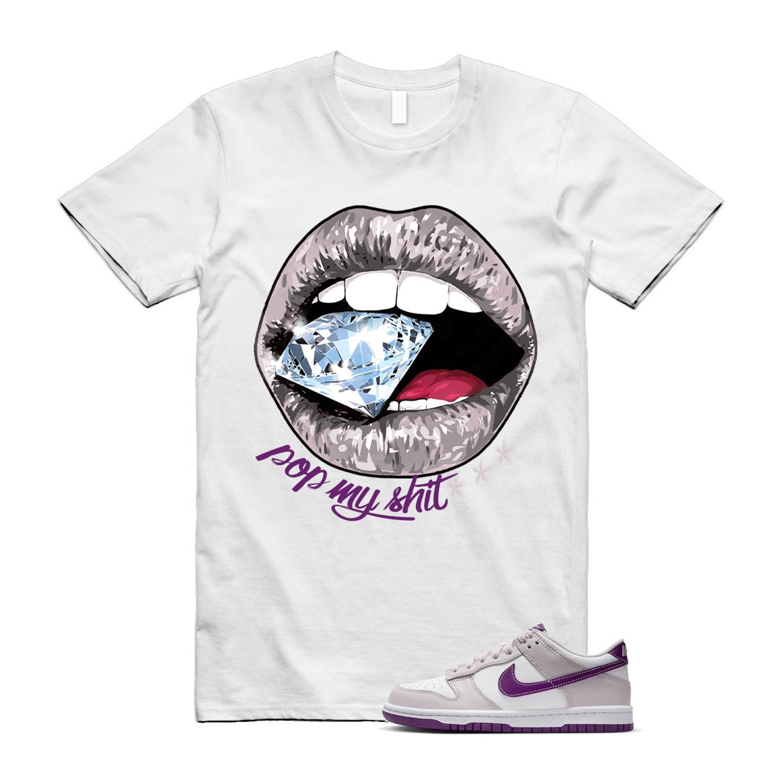 Dunk Platinum Violet Viotech White Low T Shirt Match POP T-Shirt, Sneaker Match Tee