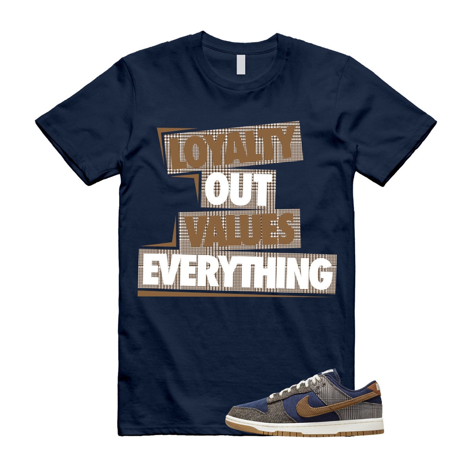 Dunk Tweed Midnight Navy Corduroy Ale Brown Pale Ivory T Shirt Match LOVE T-Shirt, Sneaker Match Tee