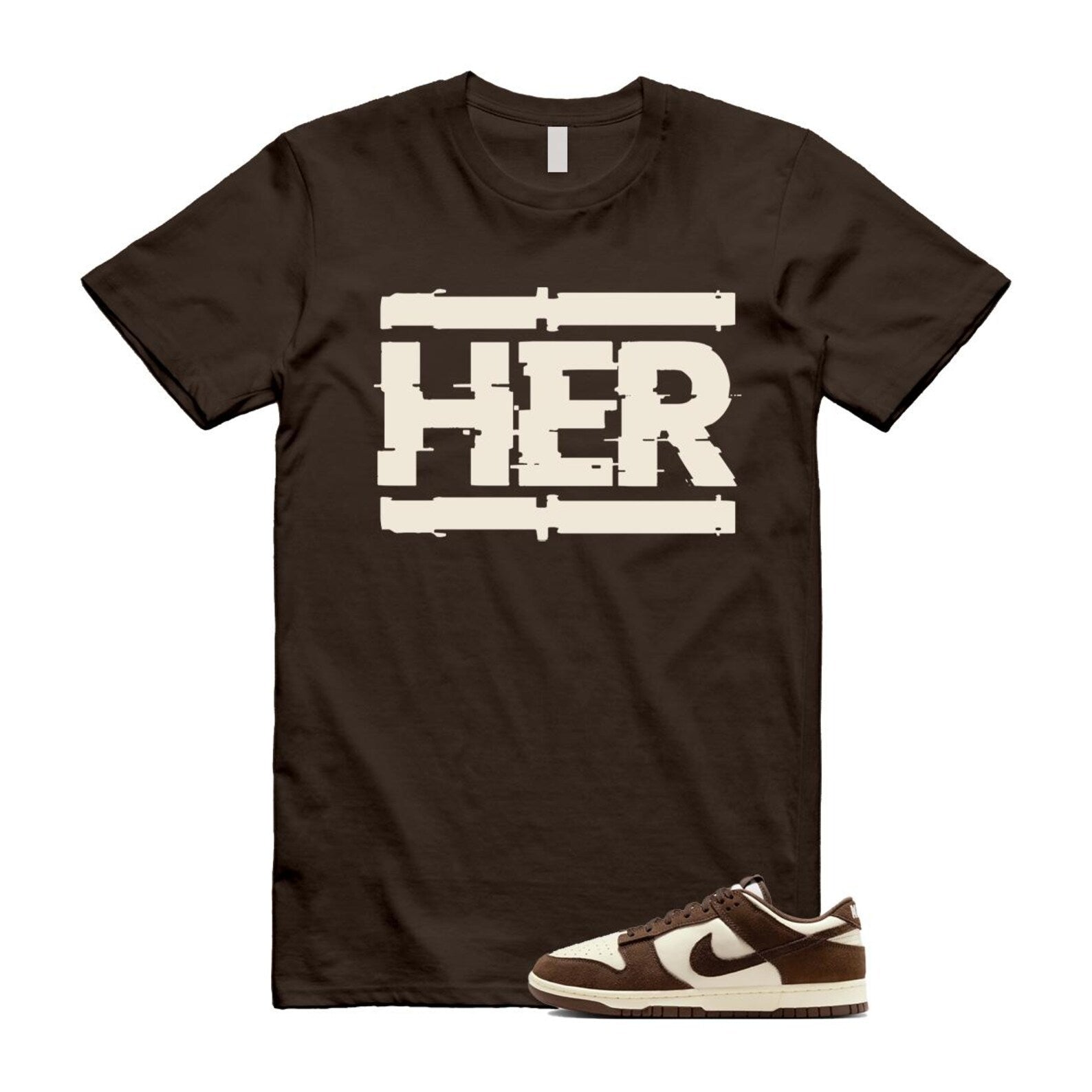 Dunk Baroque Brown Pale Ivory T Shirt Match HER FQ8249-104 T-Shirt, Sneaker Match Tee