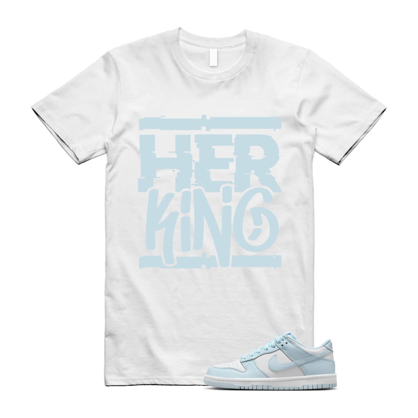 Dunk White Glacier Blue Low GS T Shirt Match HK T-Shirt, Sneaker Match Tee