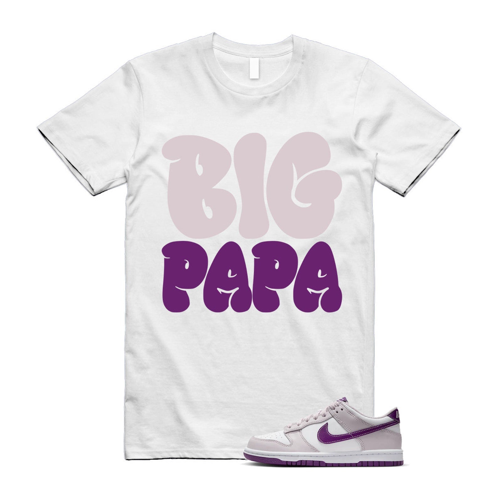Dunk Platinum Violet Viotech White Low T Shirt Match PAPA T-Shirt, Sneaker Match Tee