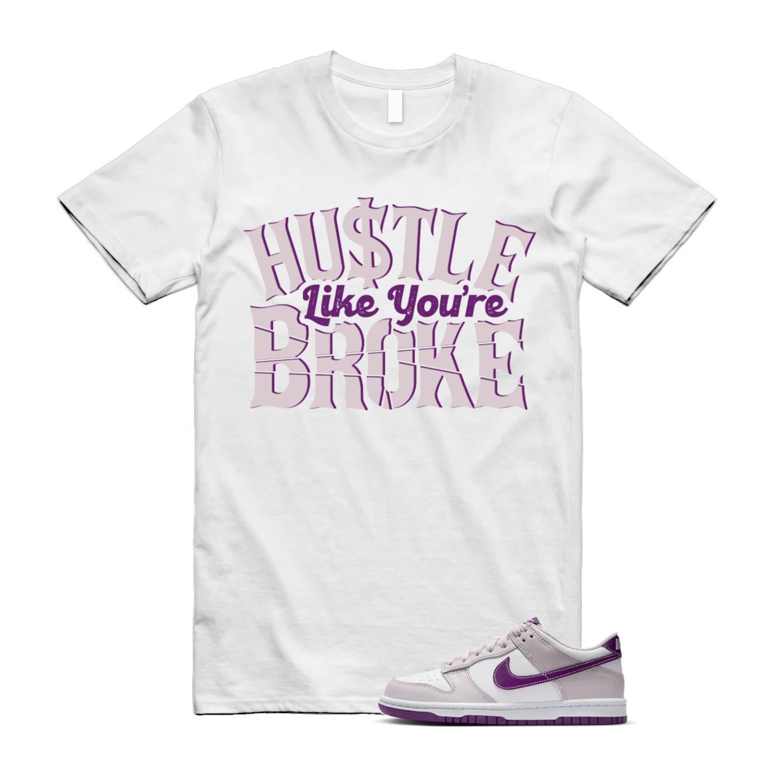 Dunk Platinum Violet Viotech White Low T Shirt Match BROKE T-Shirt, Sneaker Match Tee