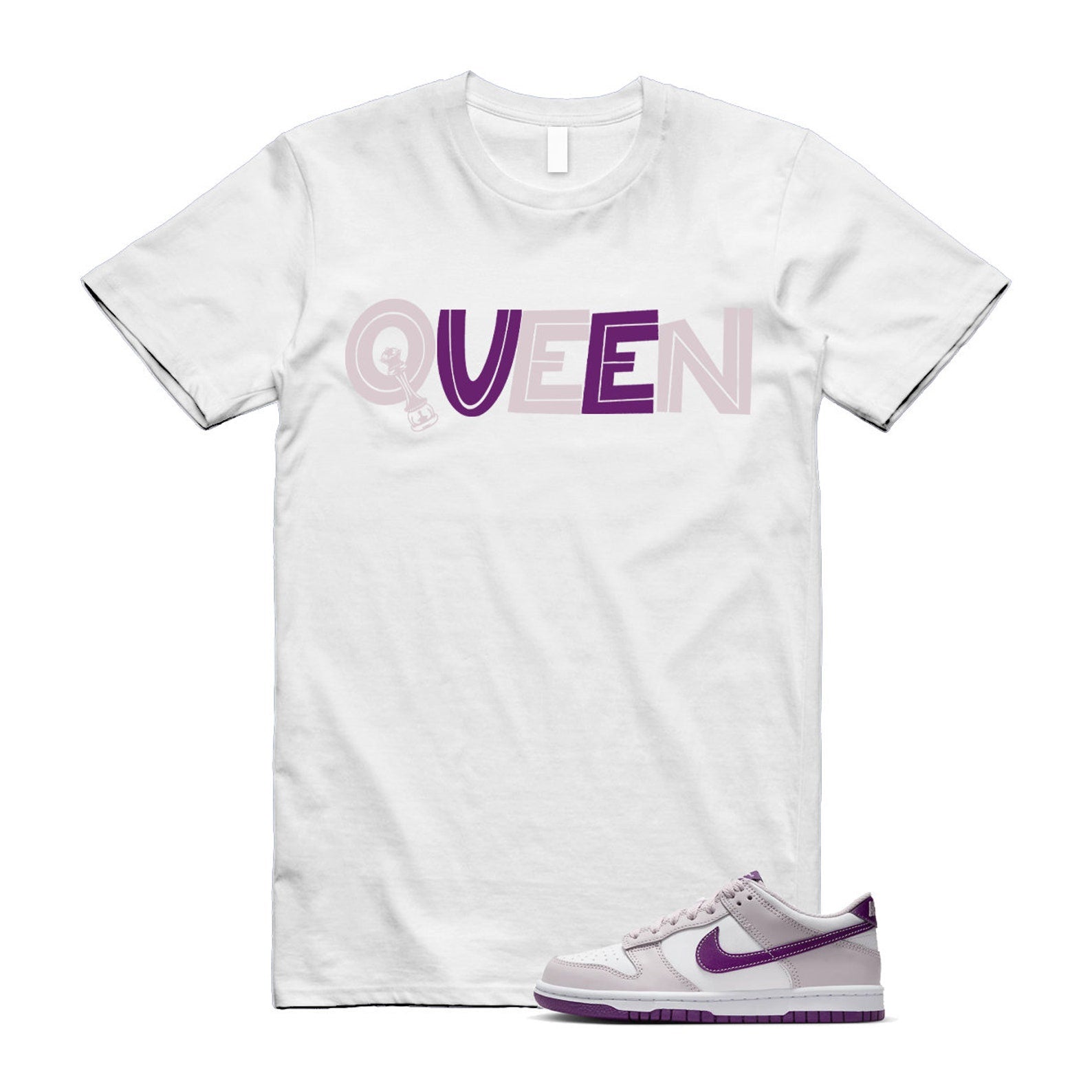Dunk Platinum Violet Viotech White Low T Shirt Match QUEEN T-Shirt, Sneaker Match Tee