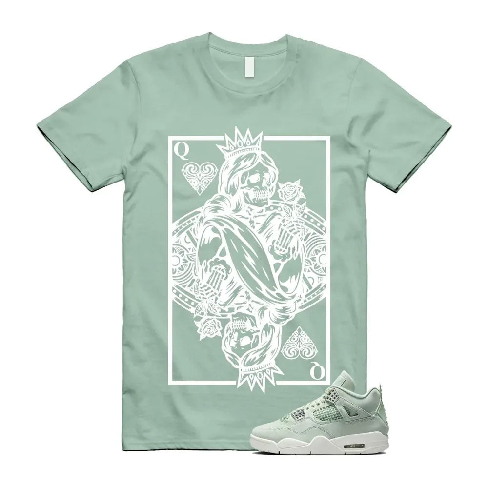 Air Jordan 4 Seafoam Shirt to Match Queen of Hearts Skull Card HV0823-003 Match Sneaker Tee
