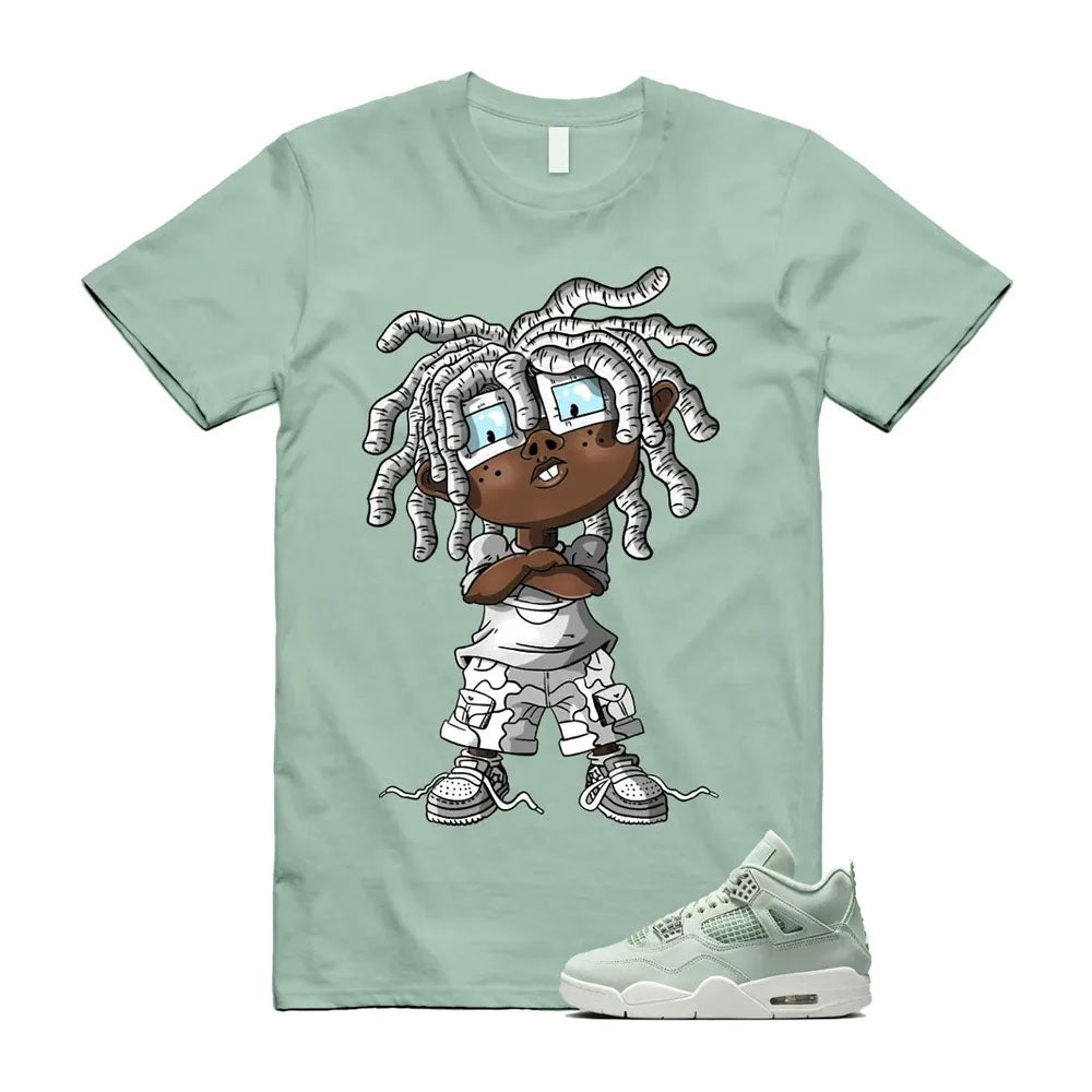 Air Jordan 4 Seafoam Shirt to Match Cartoon Dread Head Kid Street Art HV0823-003 Match Sneaker Tee